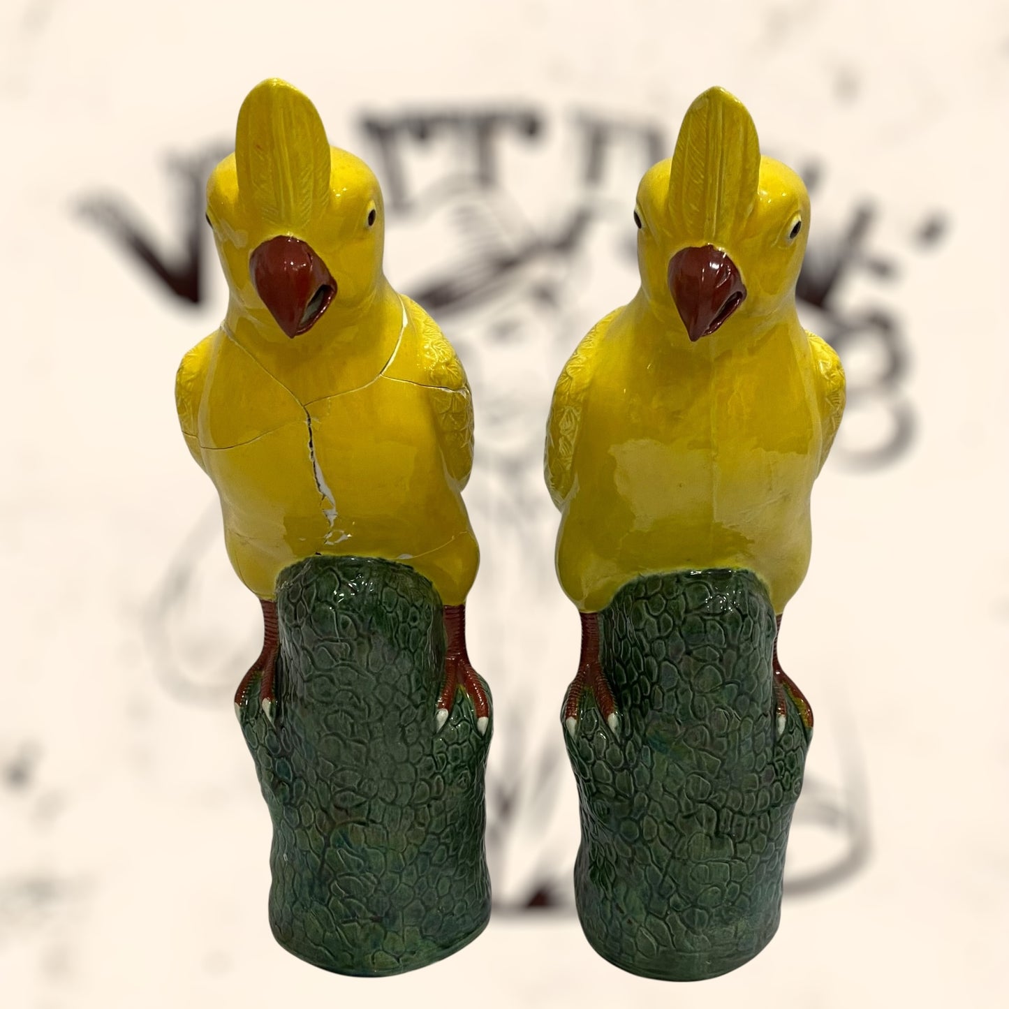 Pareja de Cacatúas de porcelana China antigua