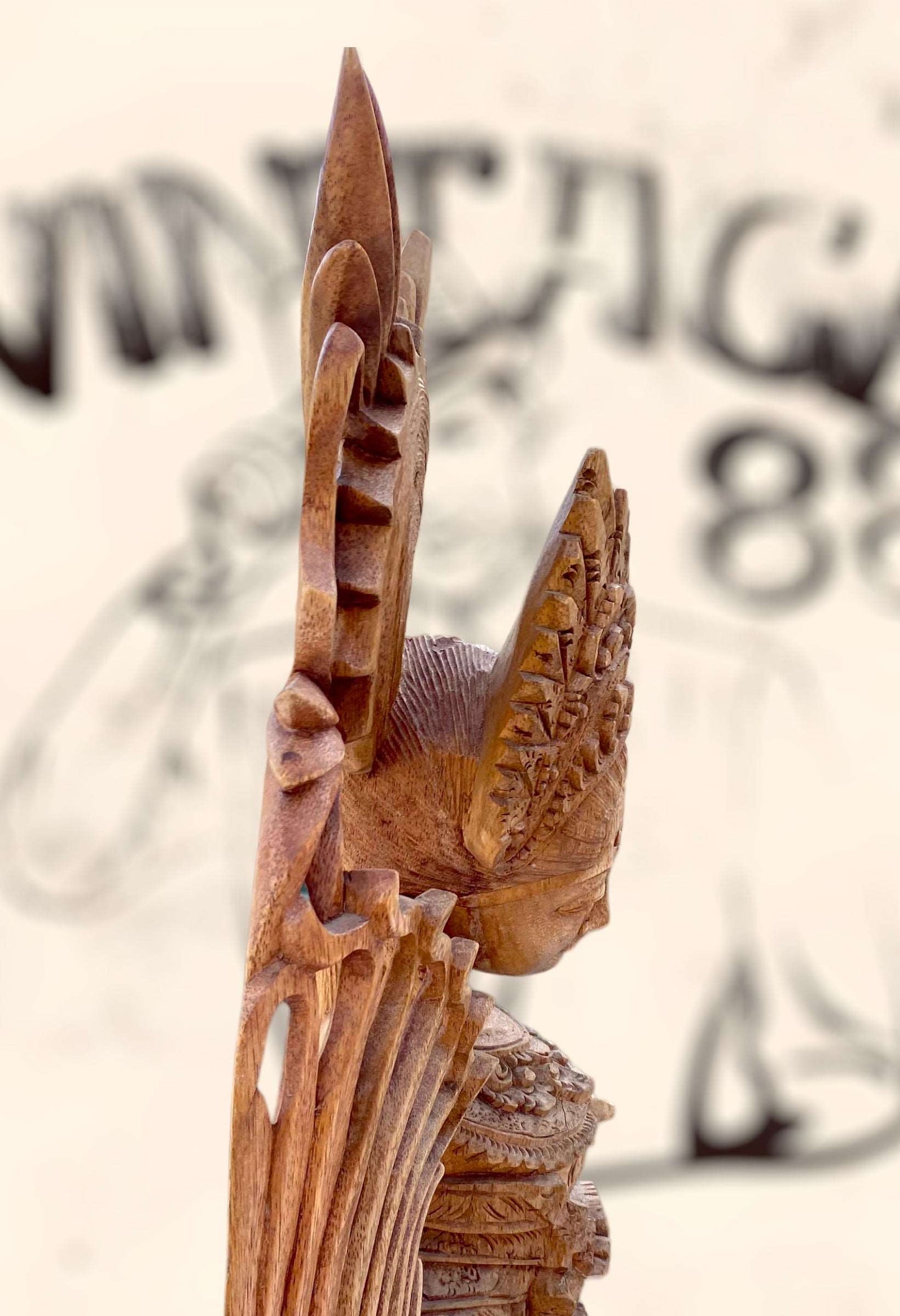 Gran escultura Diosa Bailarina Balinesa Djanger de madera antigua