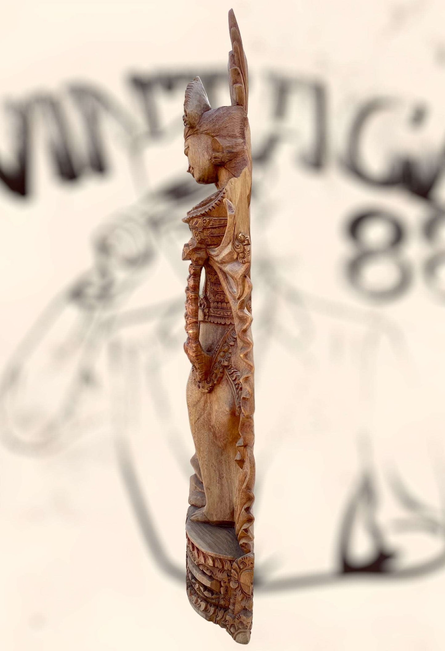 Gran escultura Diosa Bailarina Balinesa Djanger de madera antigua