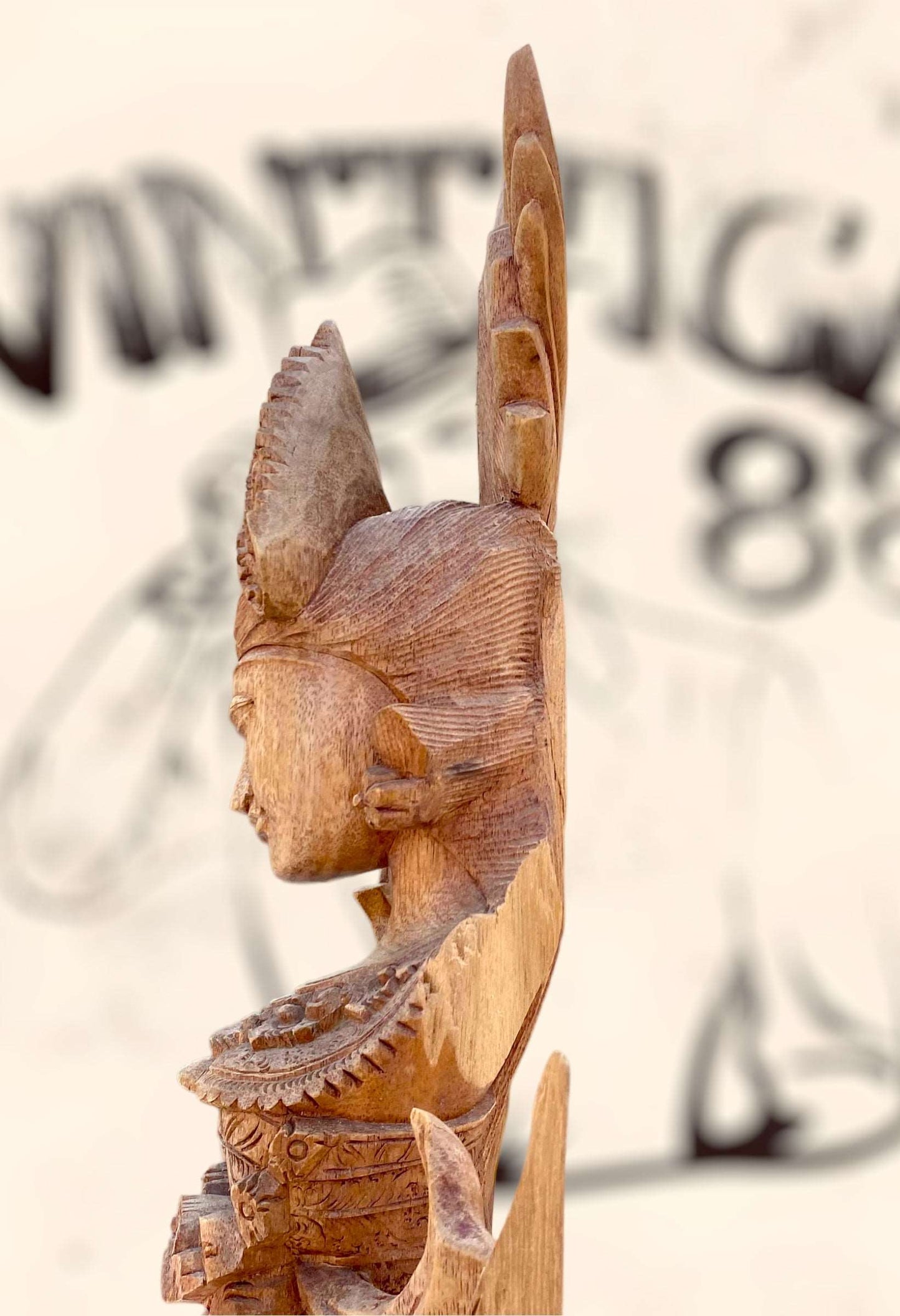 Gran escultura Diosa Bailarina Balinesa Djanger de madera antigua