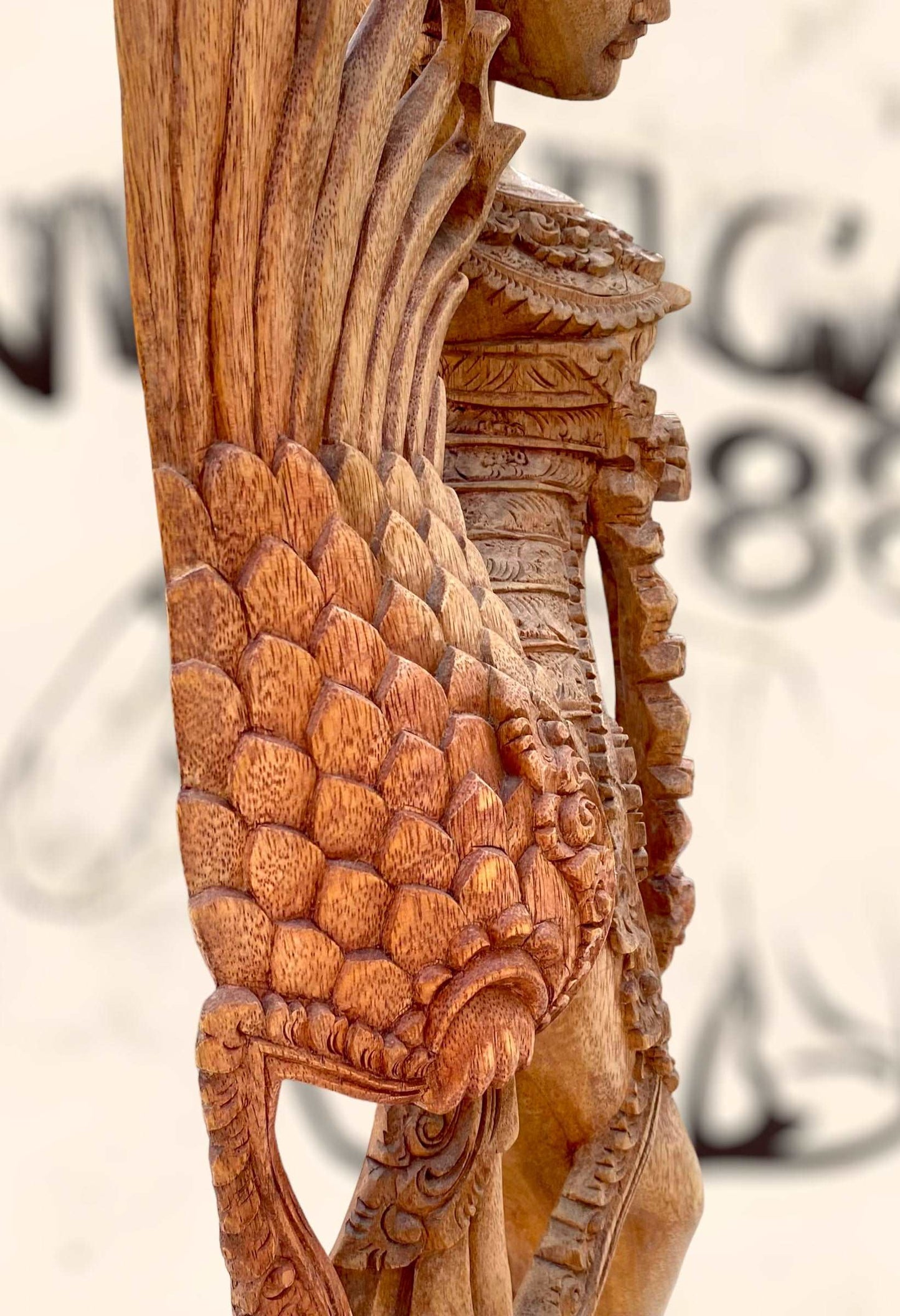 Gran escultura Diosa Bailarina Balinesa Djanger de madera antigua