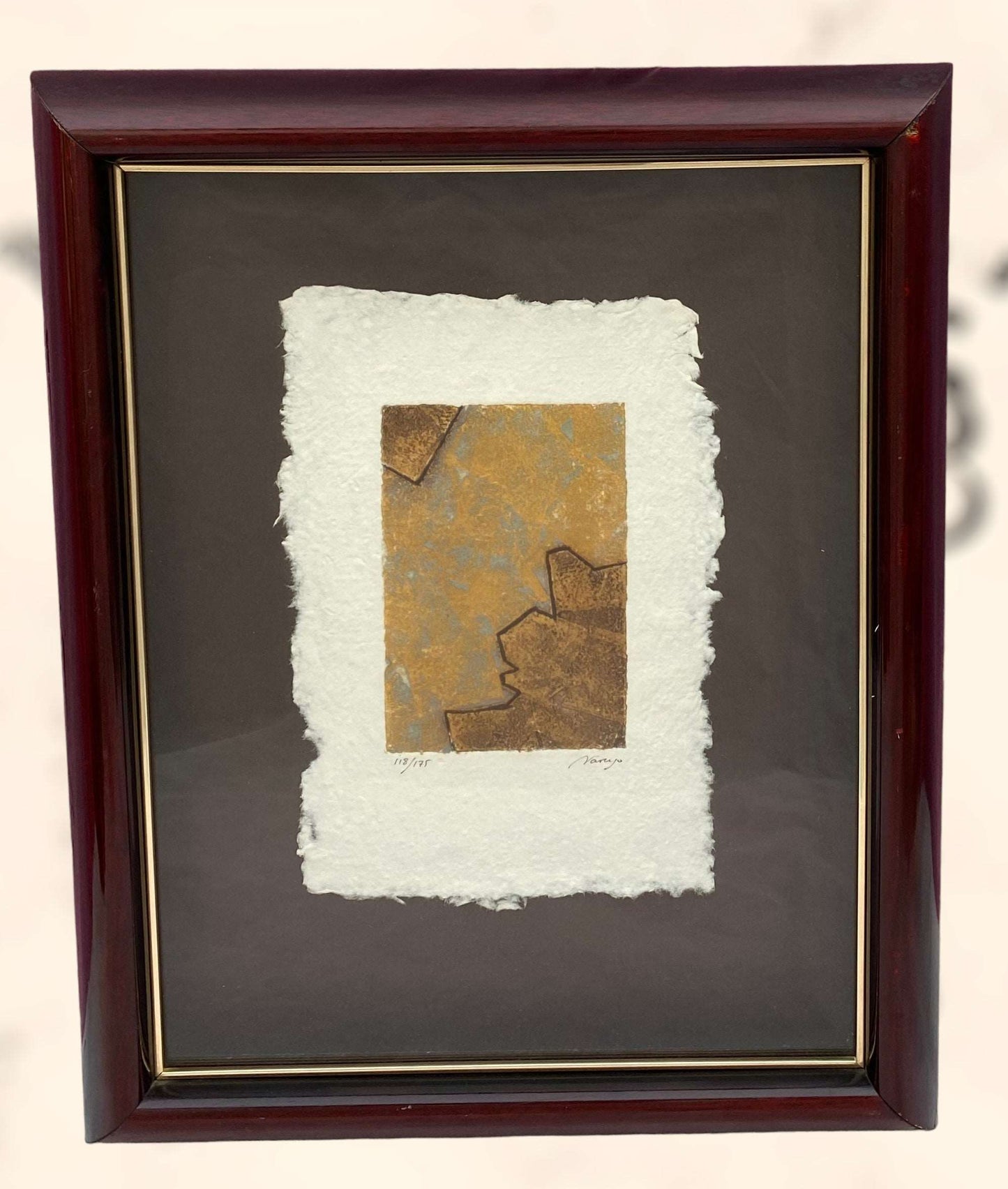 Grabado de arte abstracto de Eduardo Naranjo firmado y numerado a lápiz