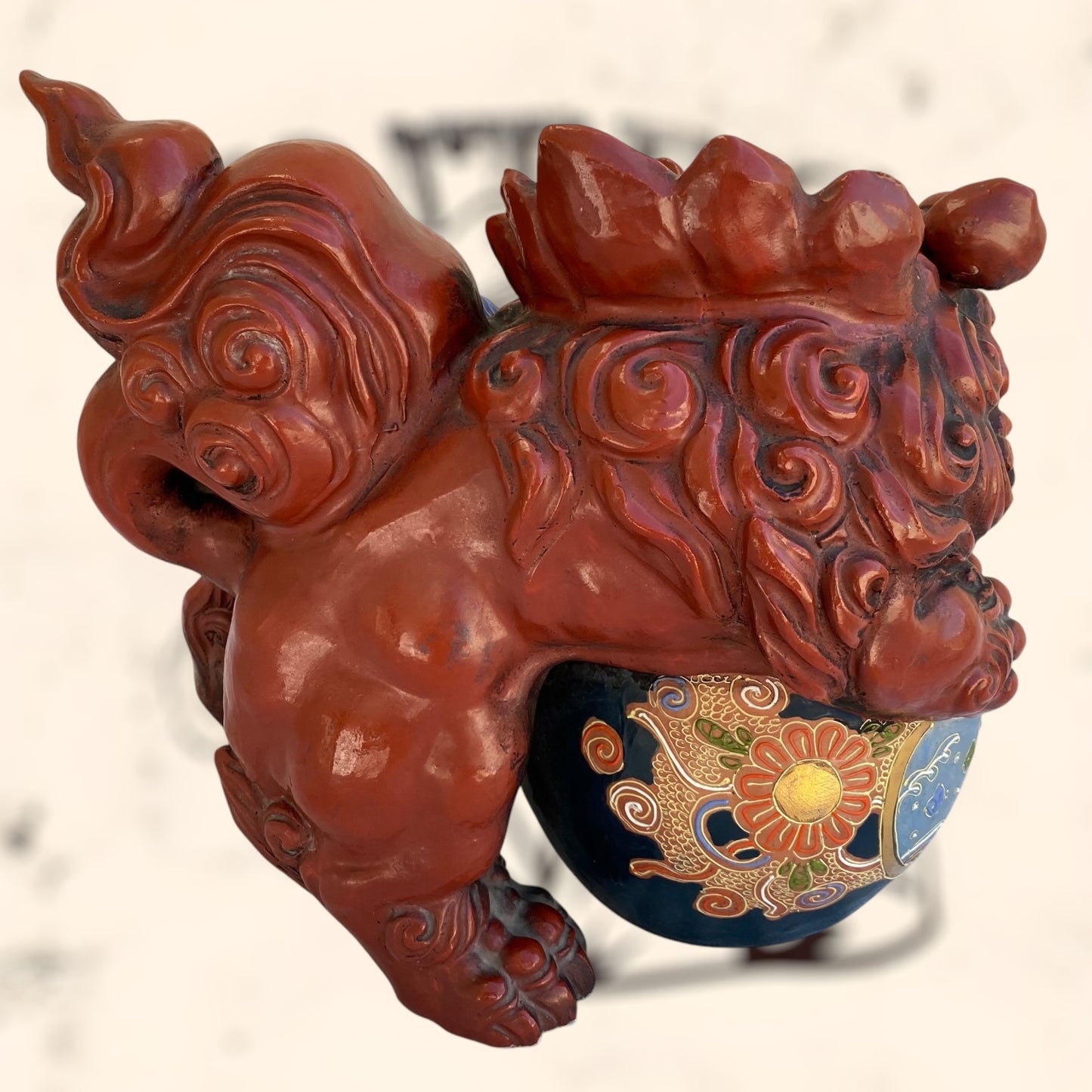 Dragón Foo de Feng Shui de cerámica Japonesa Kutani
