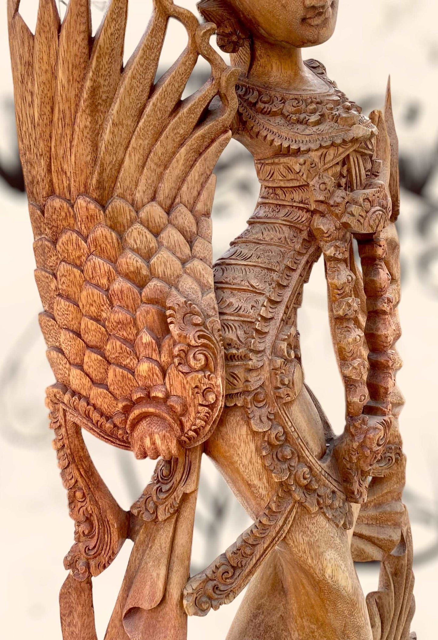 Gran escultura Diosa Bailarina Balinesa Djanger de madera antigua