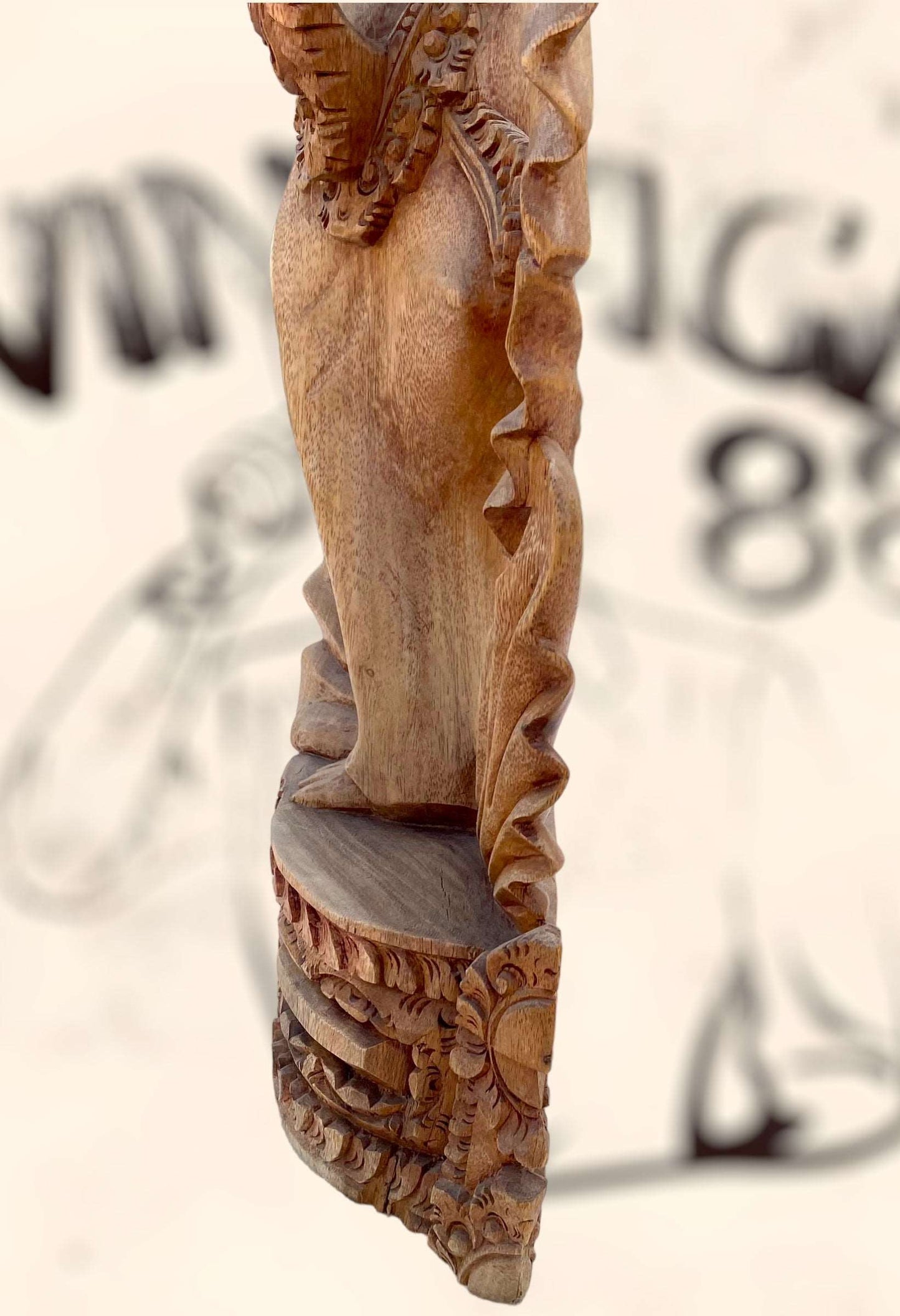 Gran escultura Diosa Bailarina Balinesa Djanger de madera antigua