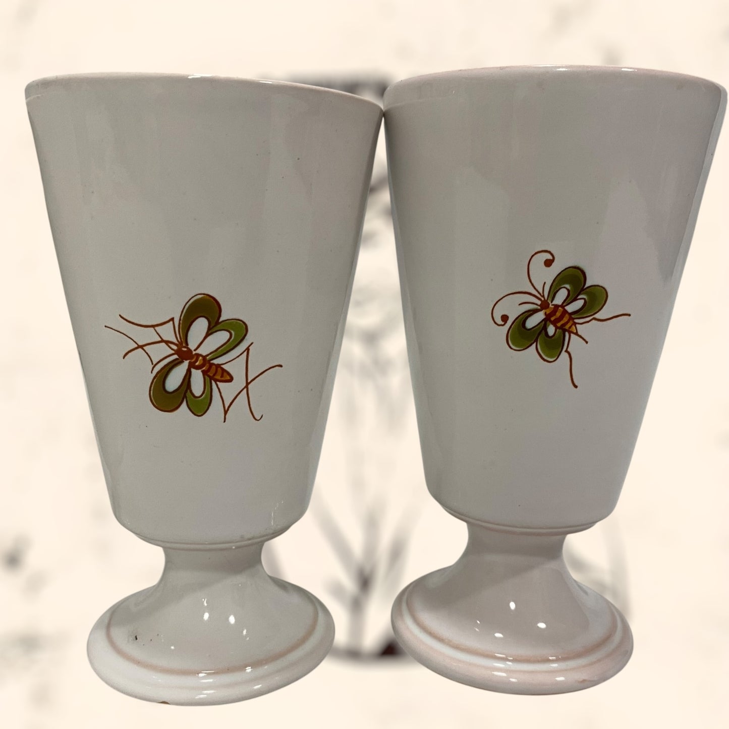Juego de copas de cerámica Francesa Moustiers G. F vintage