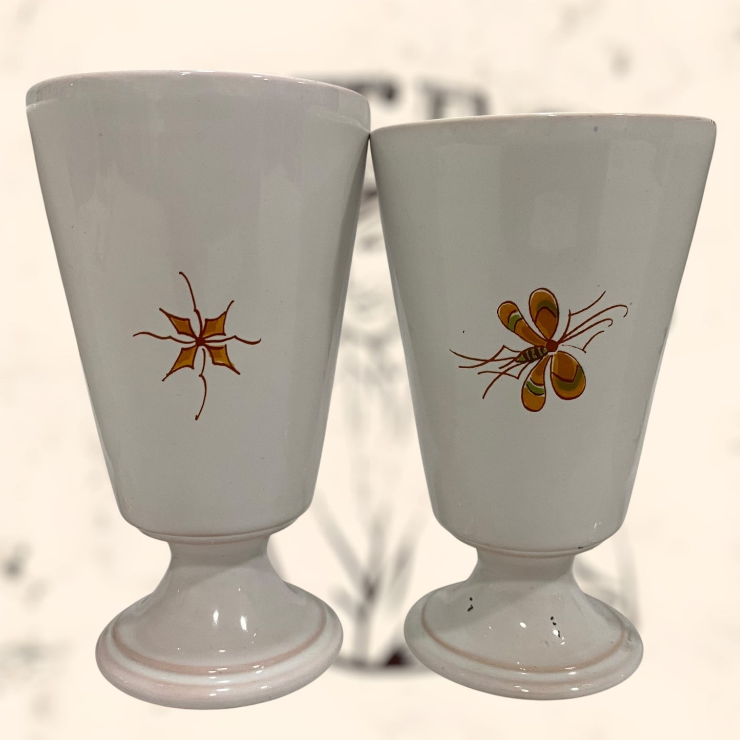Juego de copas de cerámica Francesa Moustiers G. F vintage