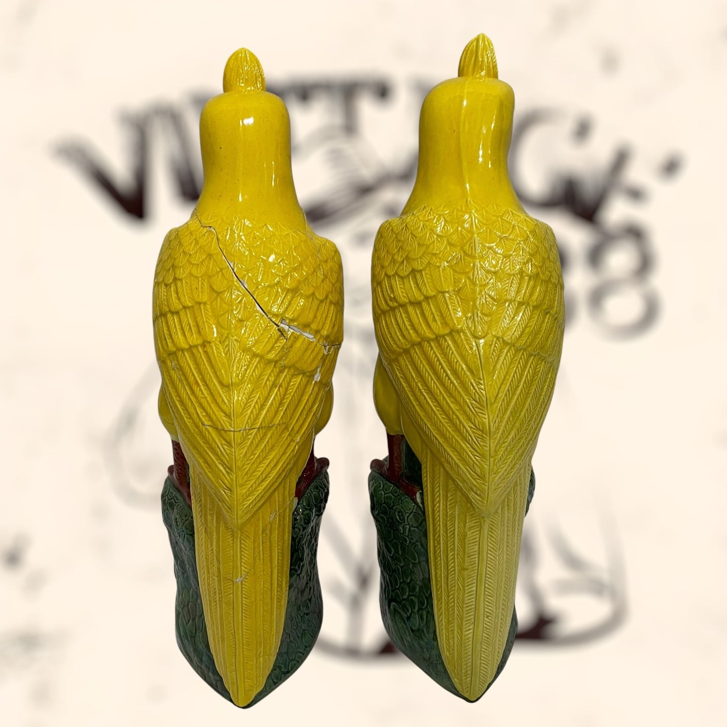 Pareja de Cacatúas de porcelana China antigua