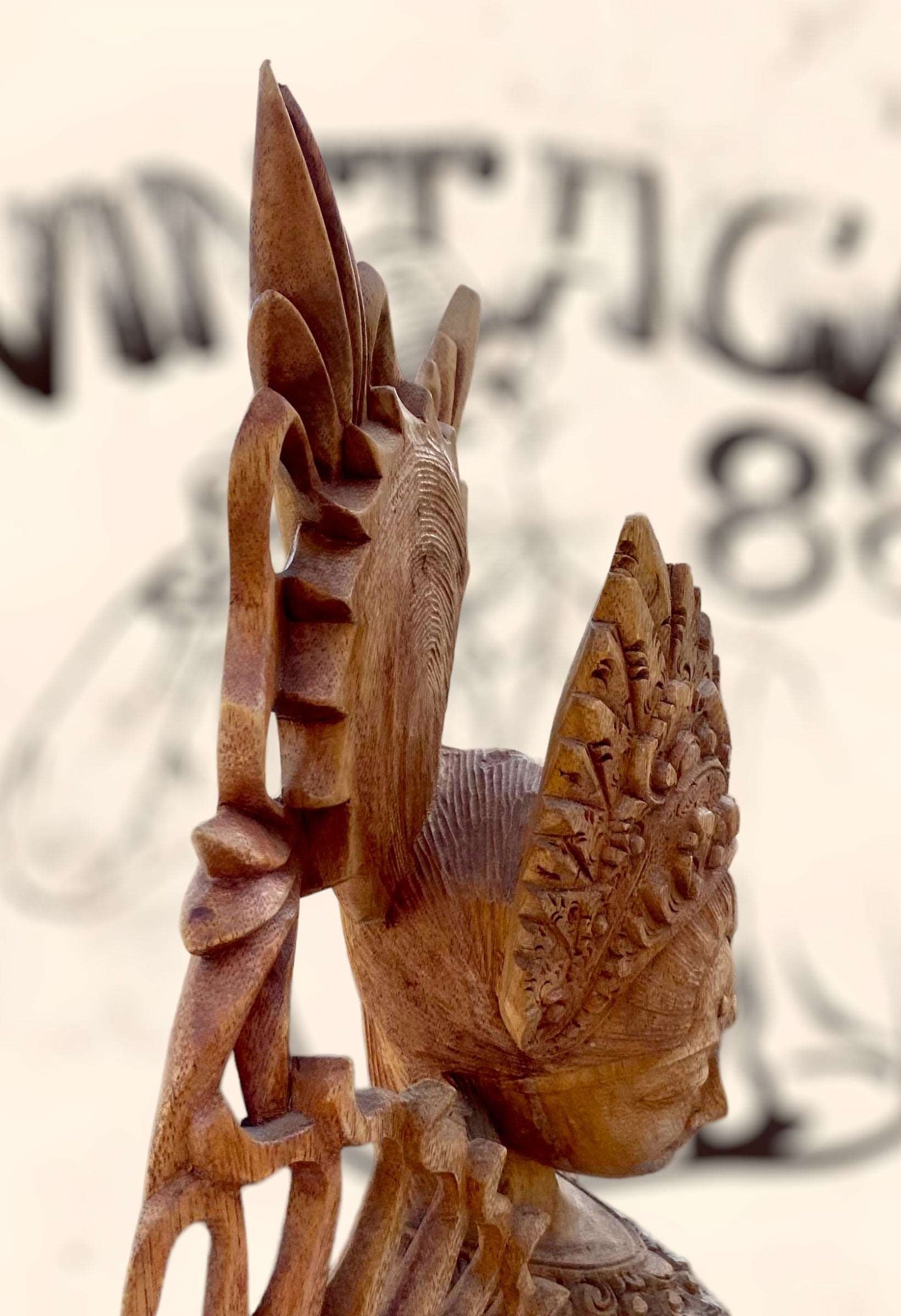 Gran escultura Diosa Bailarina Balinesa Djanger de madera antigua