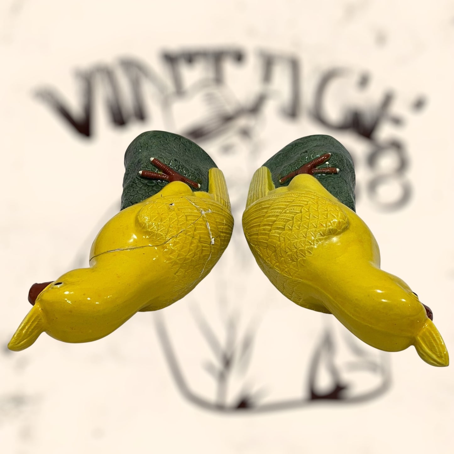 Pareja de Cacatúas de porcelana China antigua
