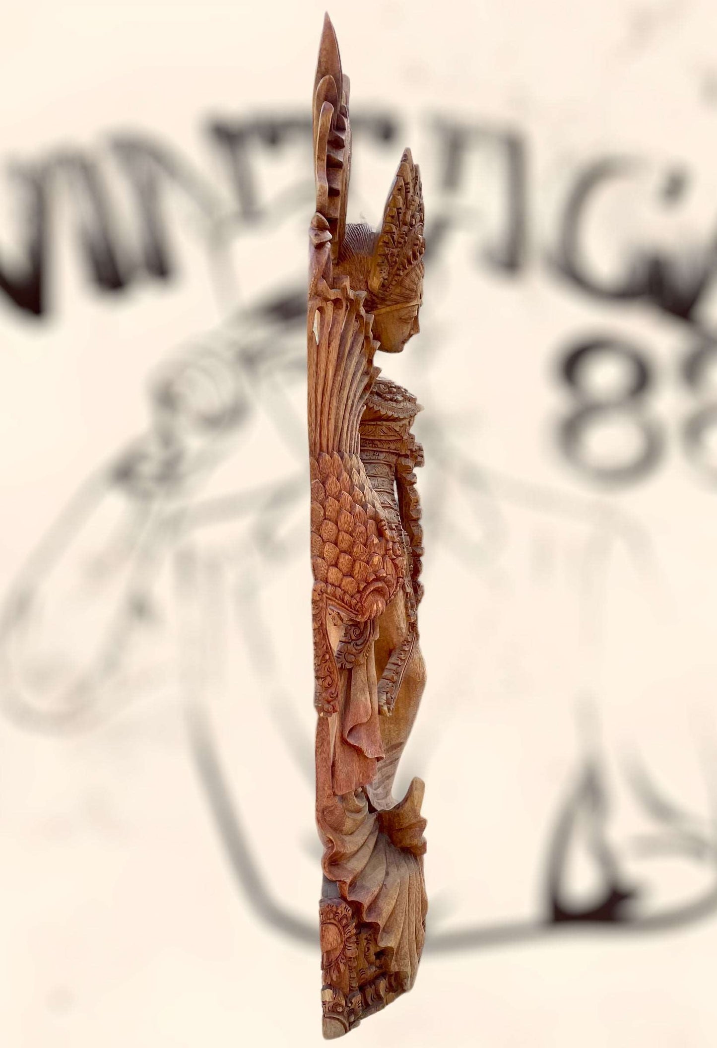 Gran escultura Diosa Bailarina Balinesa Djanger de madera antigua