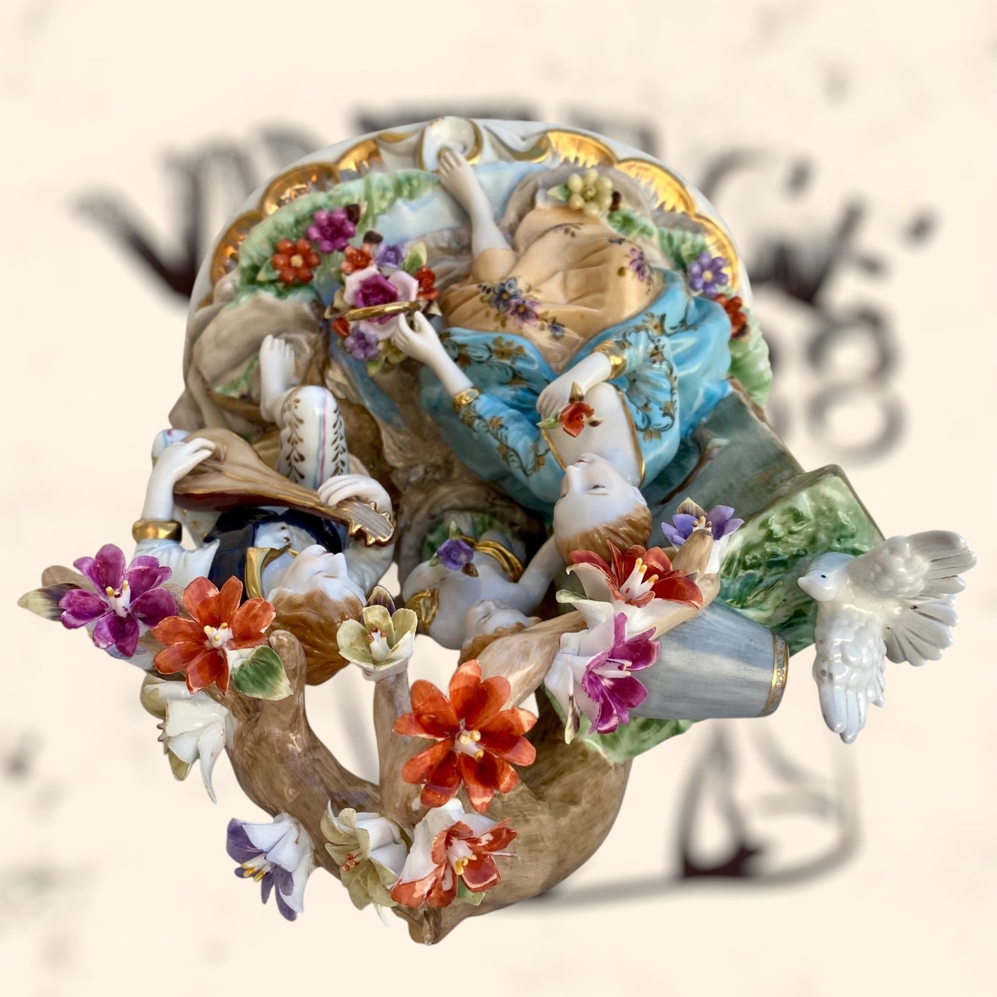 Grupo Escultórico Romántico de porcelana Francesa Sèvres