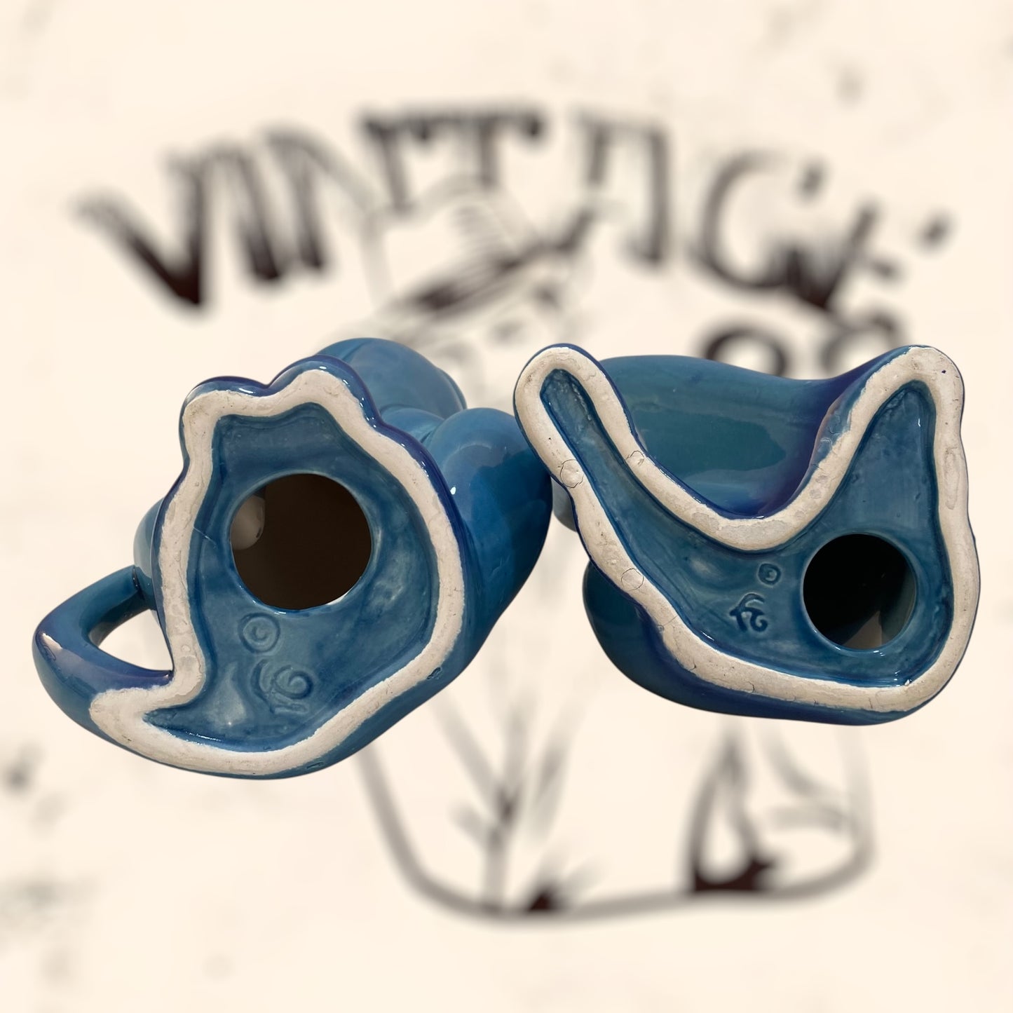 Pareja de Gatos Orientales de cerámica de Fratelli Gialetti vintage