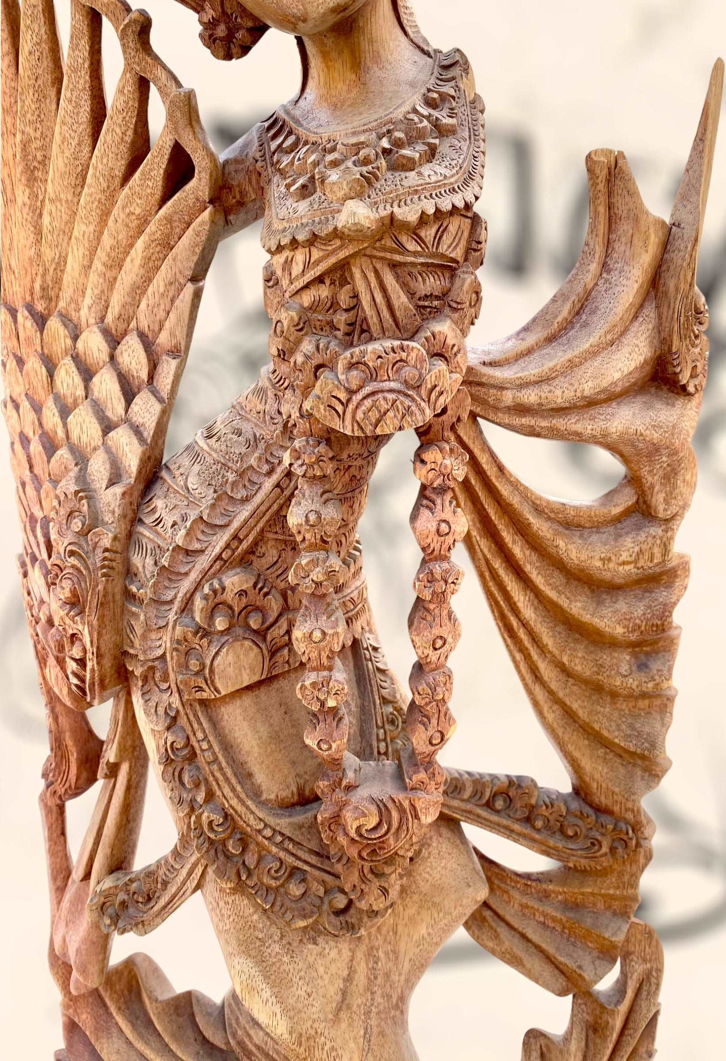 Gran escultura Diosa Bailarina Balinesa Djanger de madera antigua