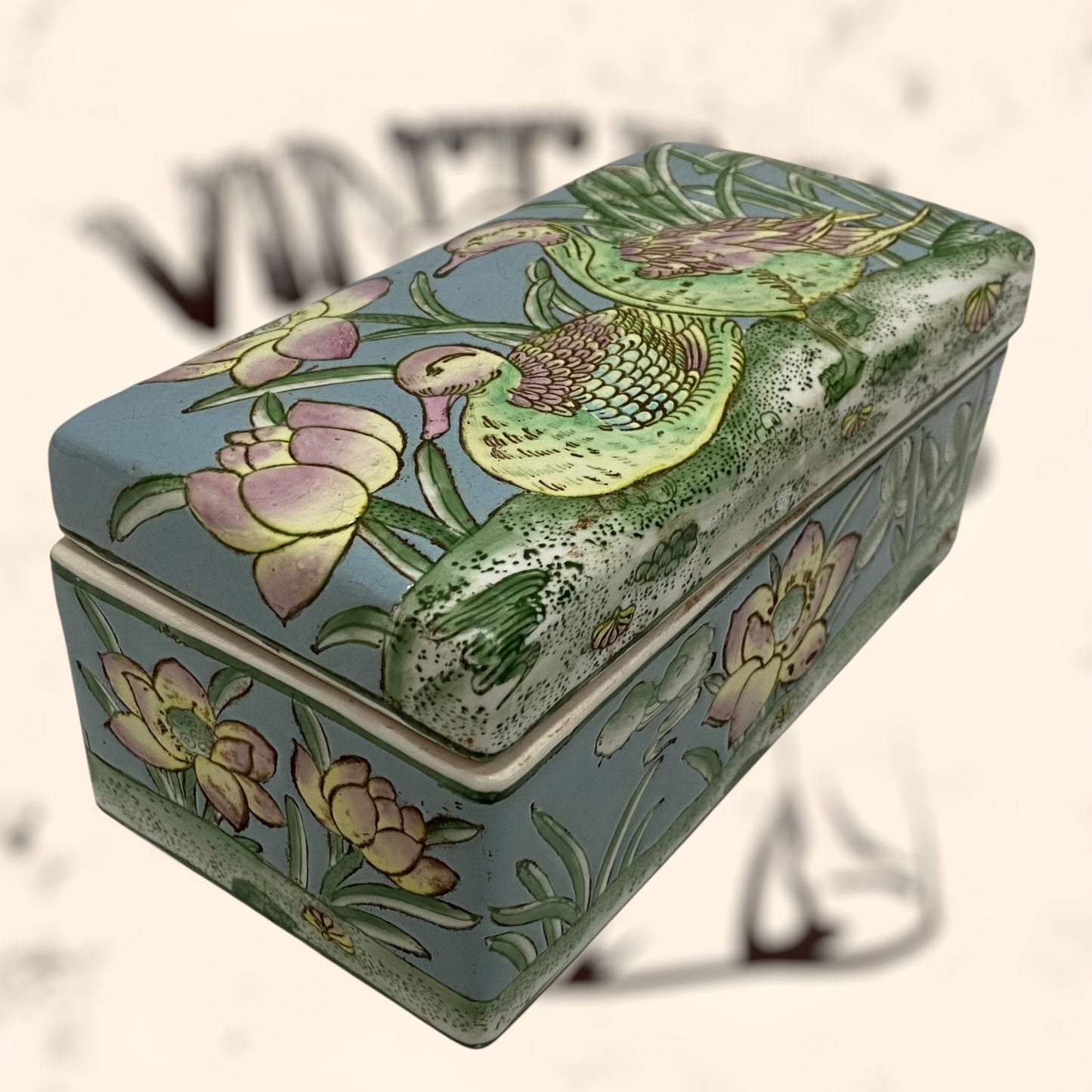 Caja de porcelana China antigua