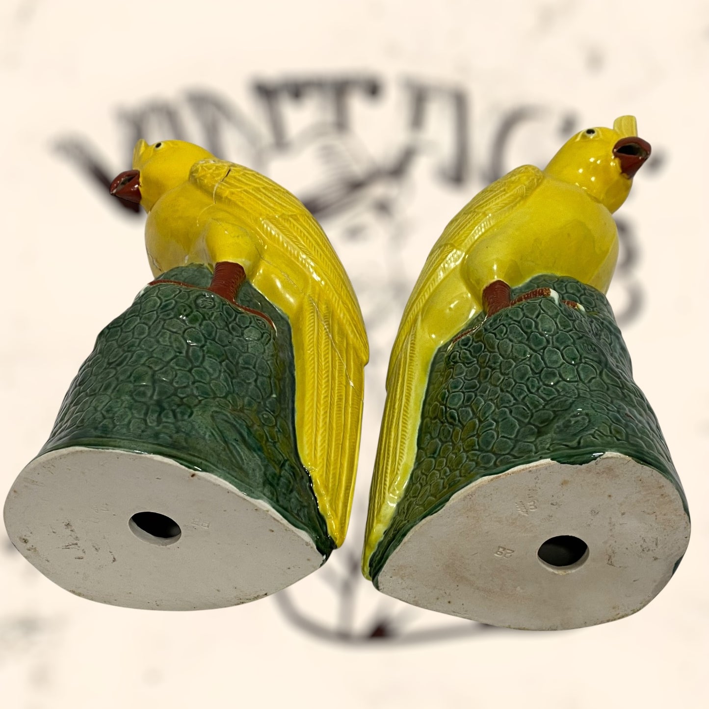 Pareja de Cacatúas de porcelana China antigua