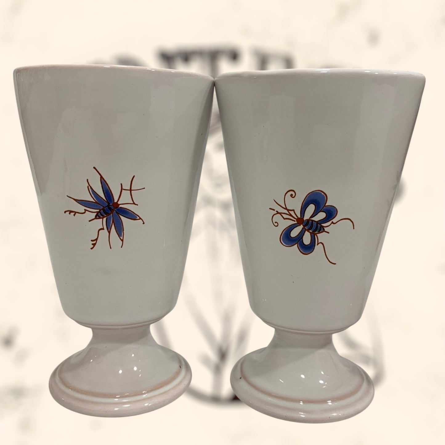 Juego de copas de cerámica Francesa Moustiers G. F vintage
