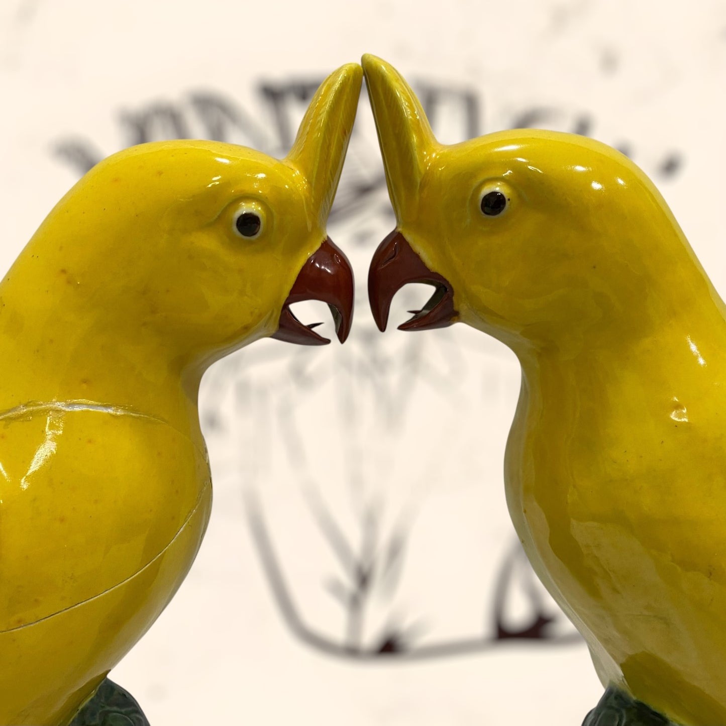 Pareja de Cacatúas de porcelana China antigua