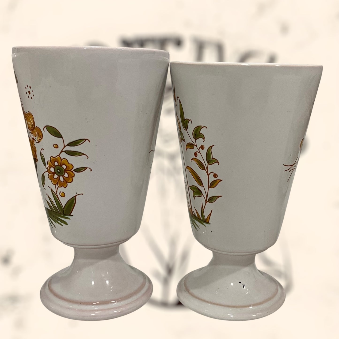 Juego de copas de cerámica Francesa Moustiers G. F vintage
