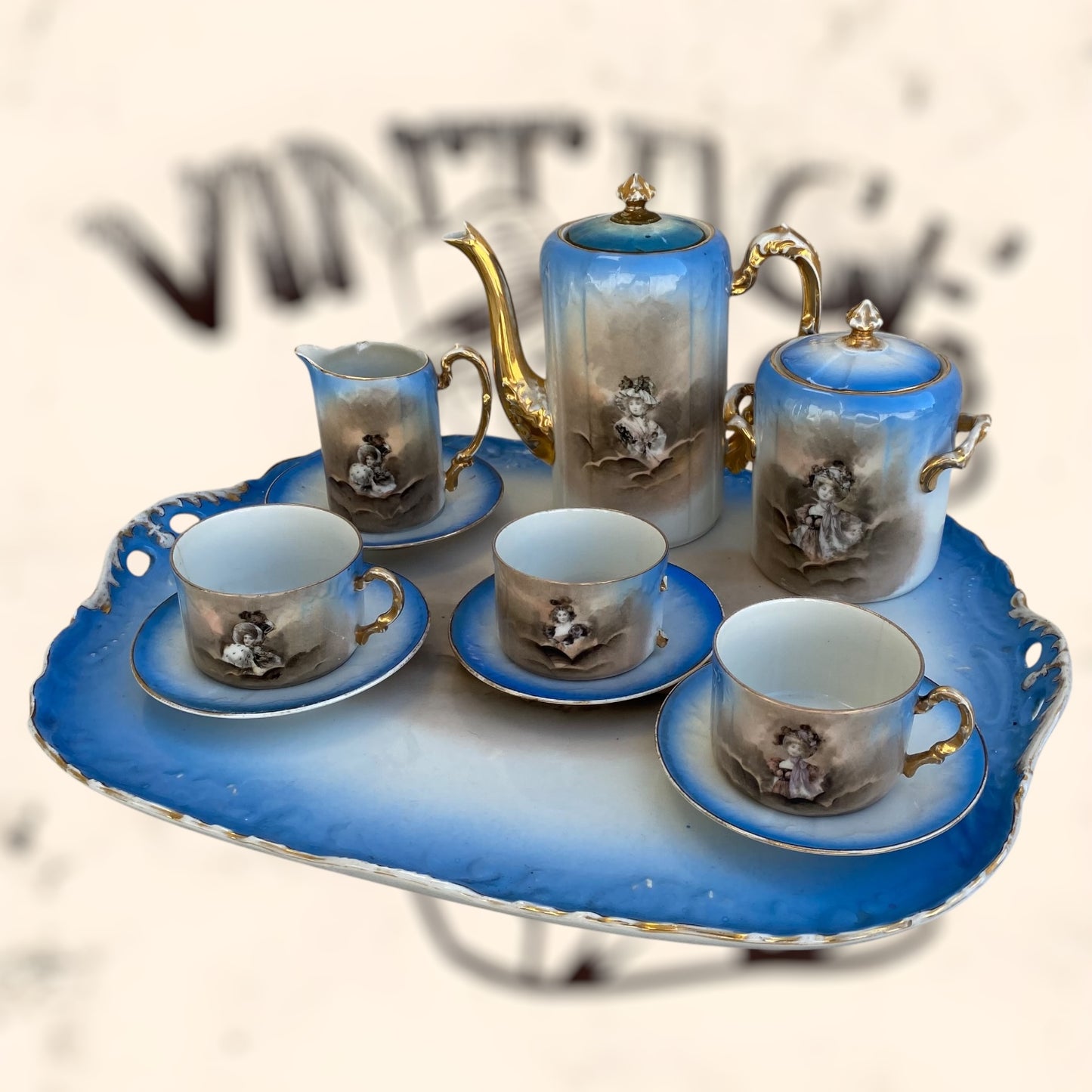 Juego de Té de porcelana Limoges (Albert Pillivuyt) S. XIX