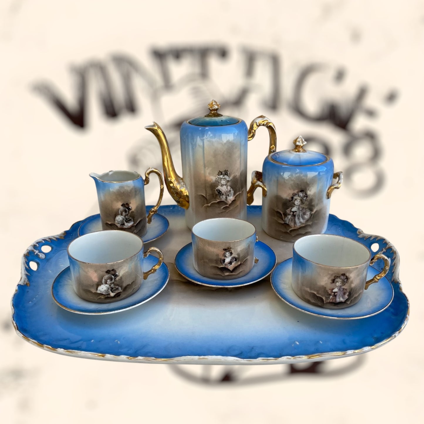 Juego de Té de porcelana Limoges (Albert Pillivuyt) S. XIX