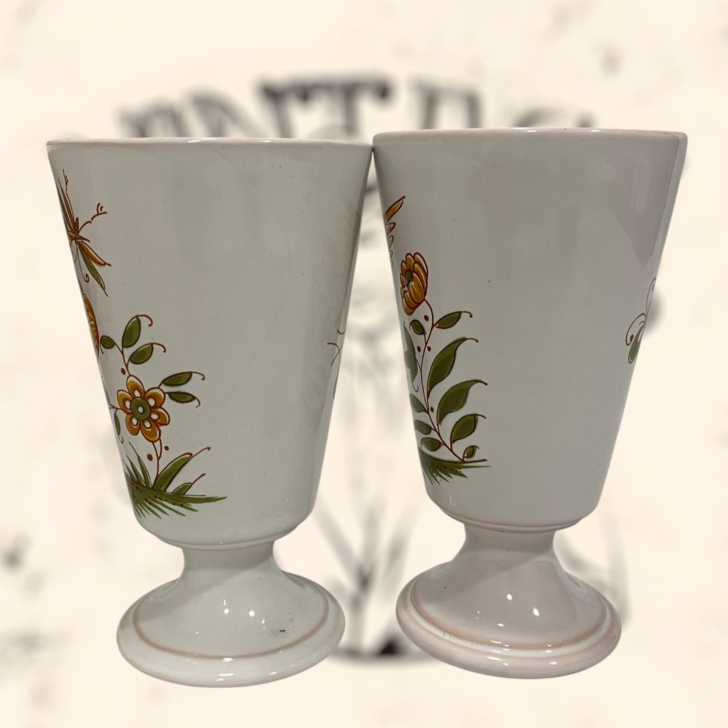 Juego de copas de cerámica Francesa Moustiers G. F vintage