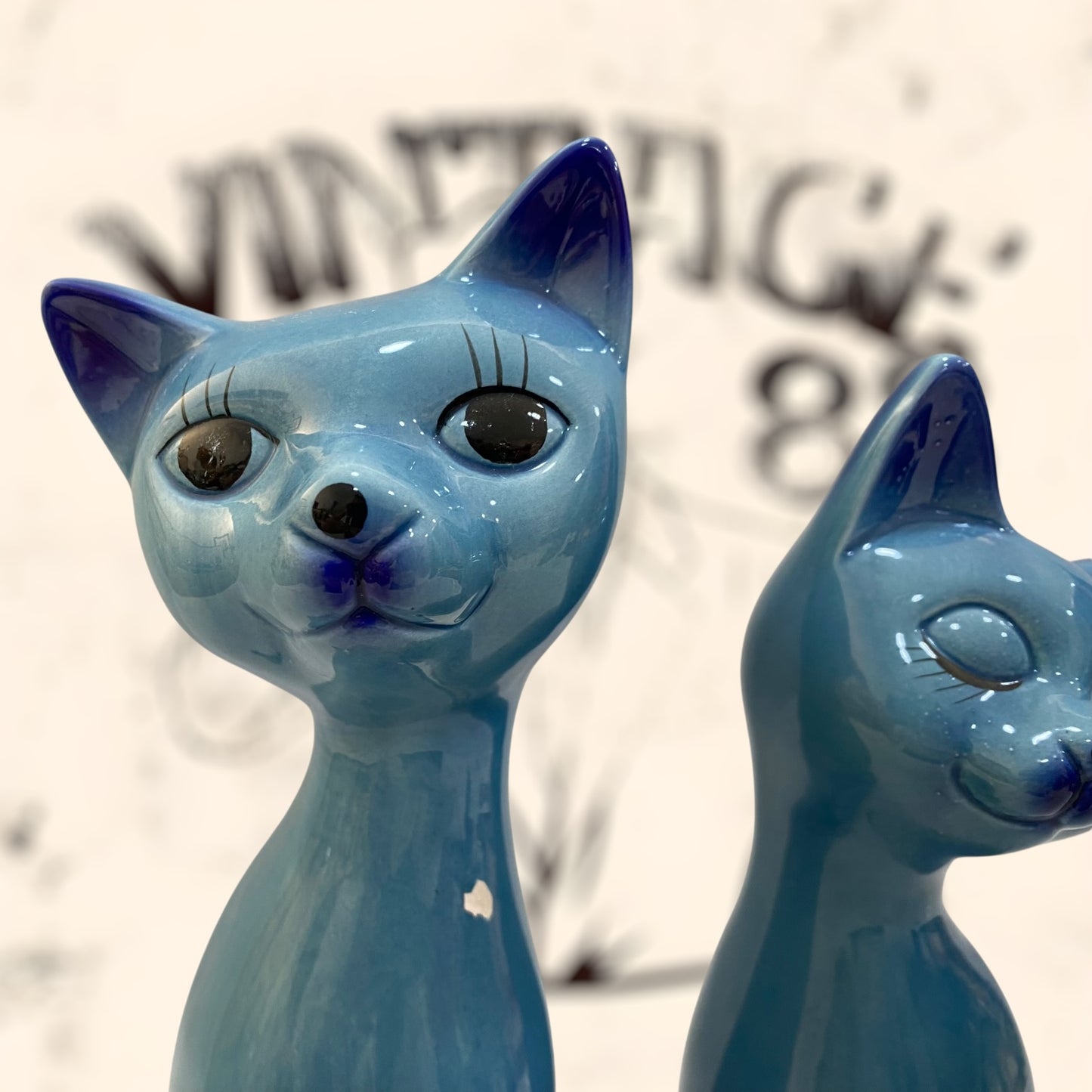 Pareja de Gatos Orientales de cerámica de Fratelli Gialetti vintage