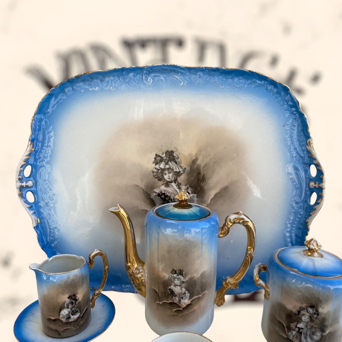 Juego de Té de porcelana Limoges (Albert Pillivuyt) S. XIX
