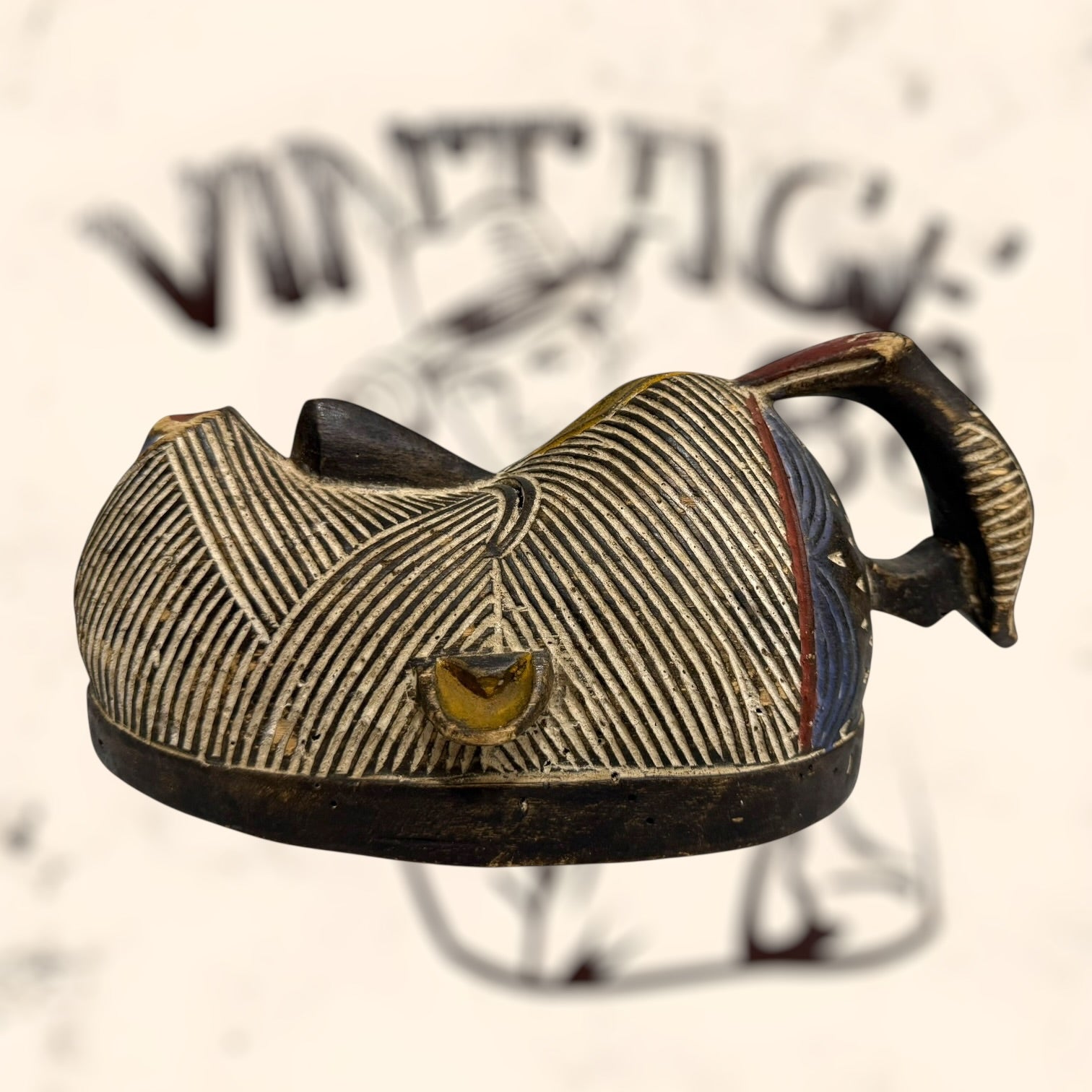 Máscara tribal Kifwebe Africana vintage