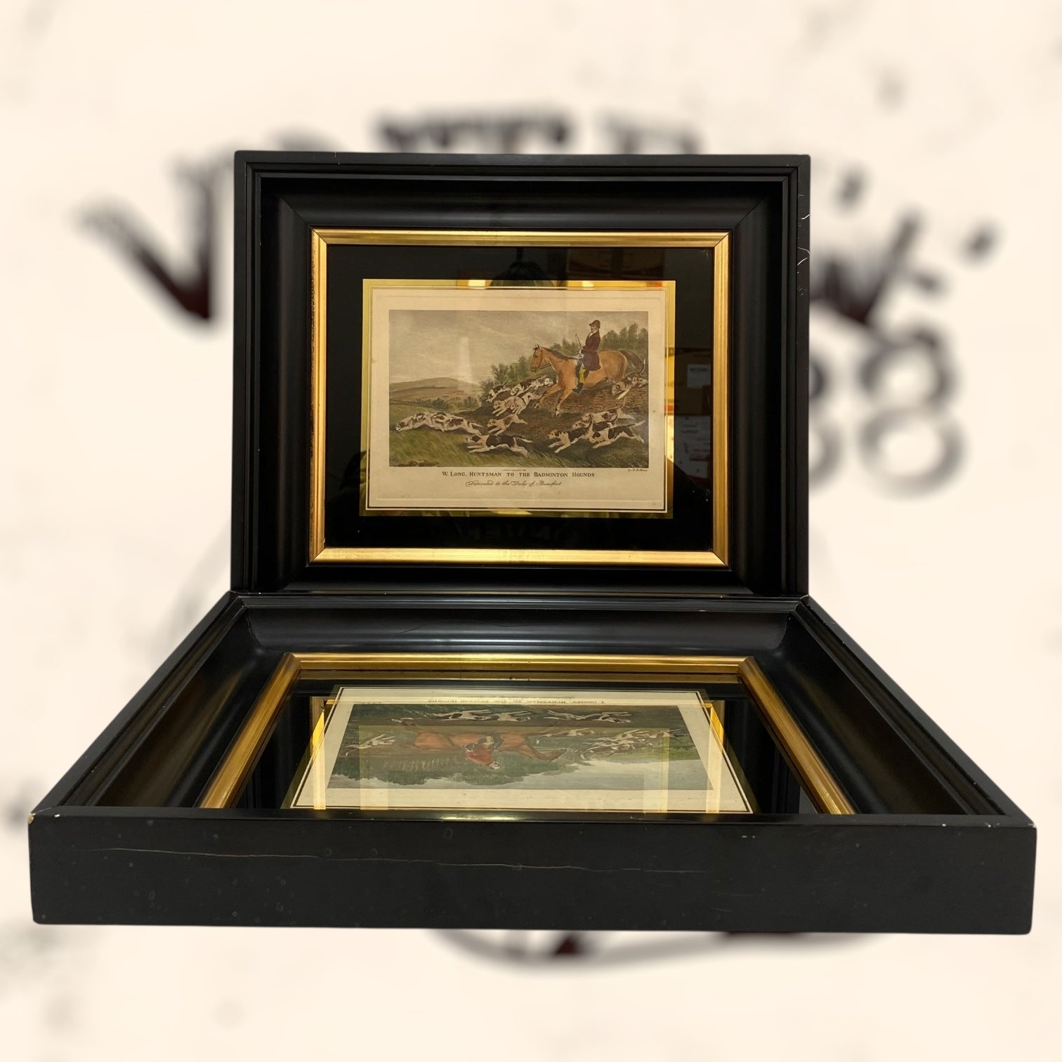 Pareja de grabados coloreados de Richard Barrett Davis antiguos