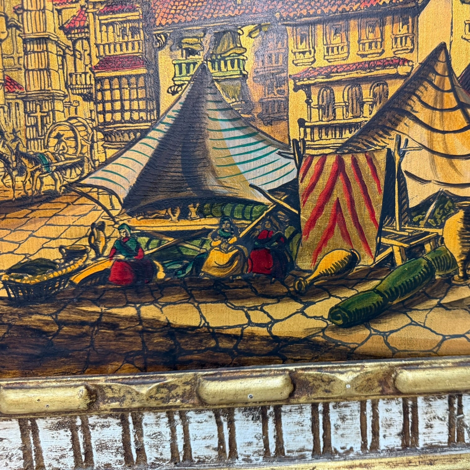 Óleo sobre tabla Acueducto de Segovia de Antonio Rivas 1979