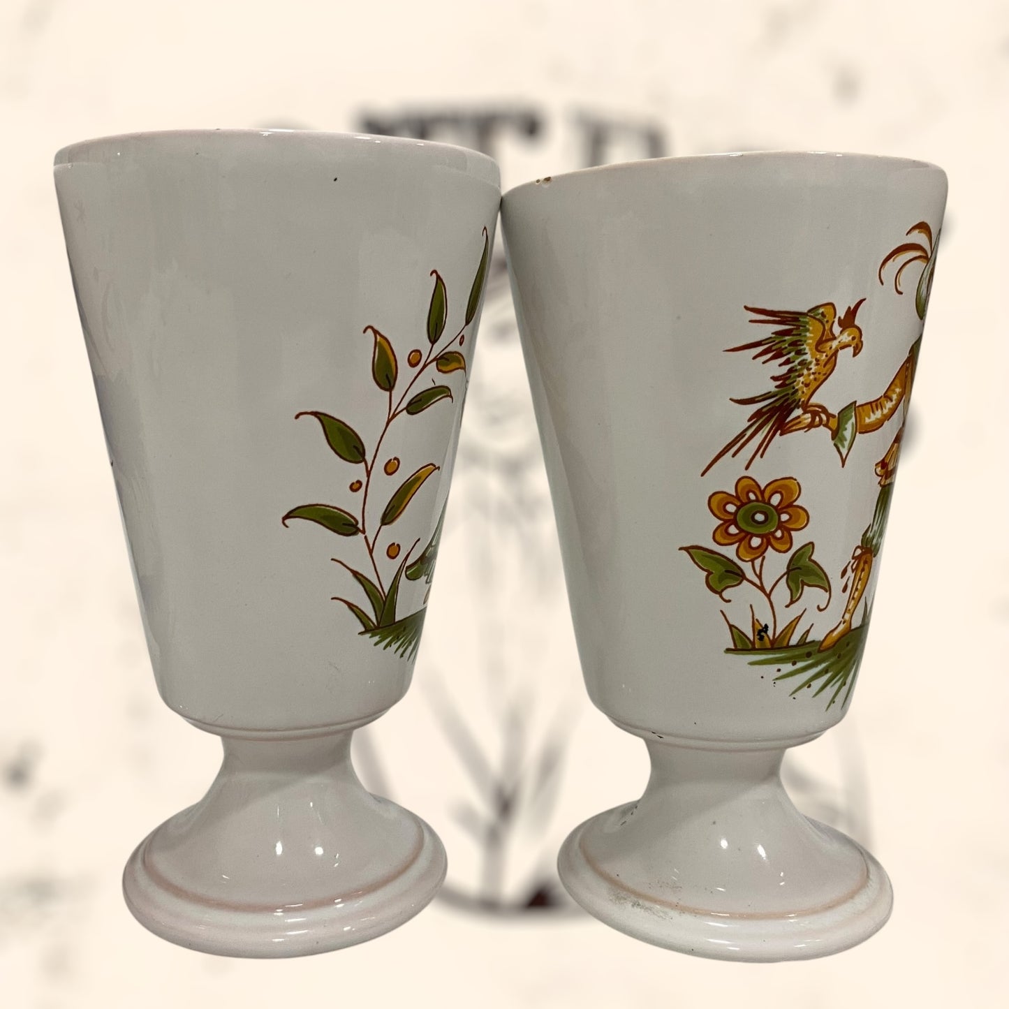 Juego de copas de cerámica Francesa Moustiers G. F vintage
