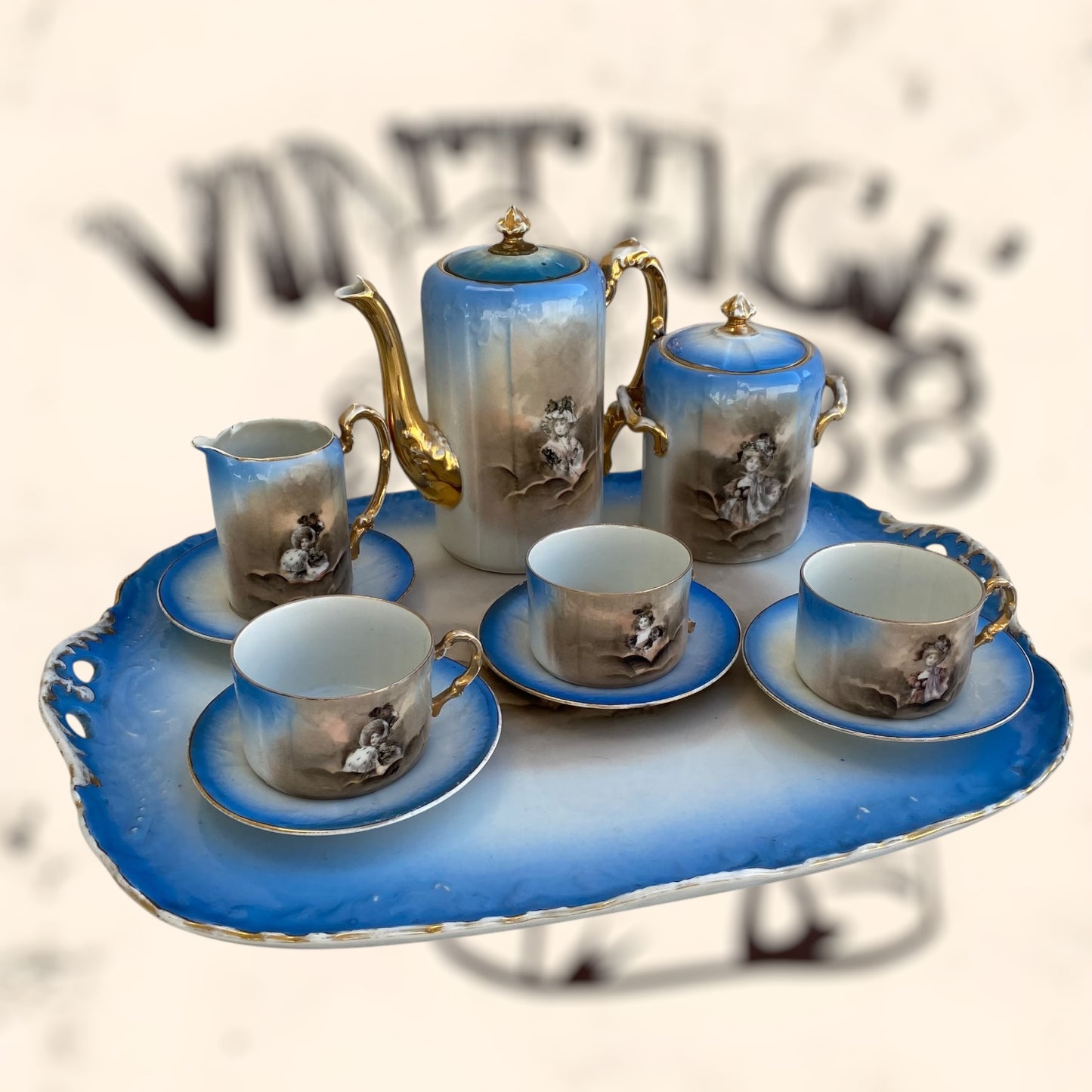 Juego de Té de porcelana Limoges (Albert Pillivuyt) S. XIX