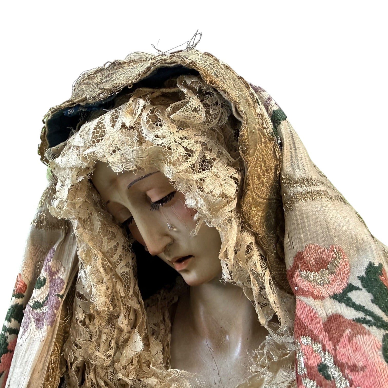 Virgen de vestir policromada antigua