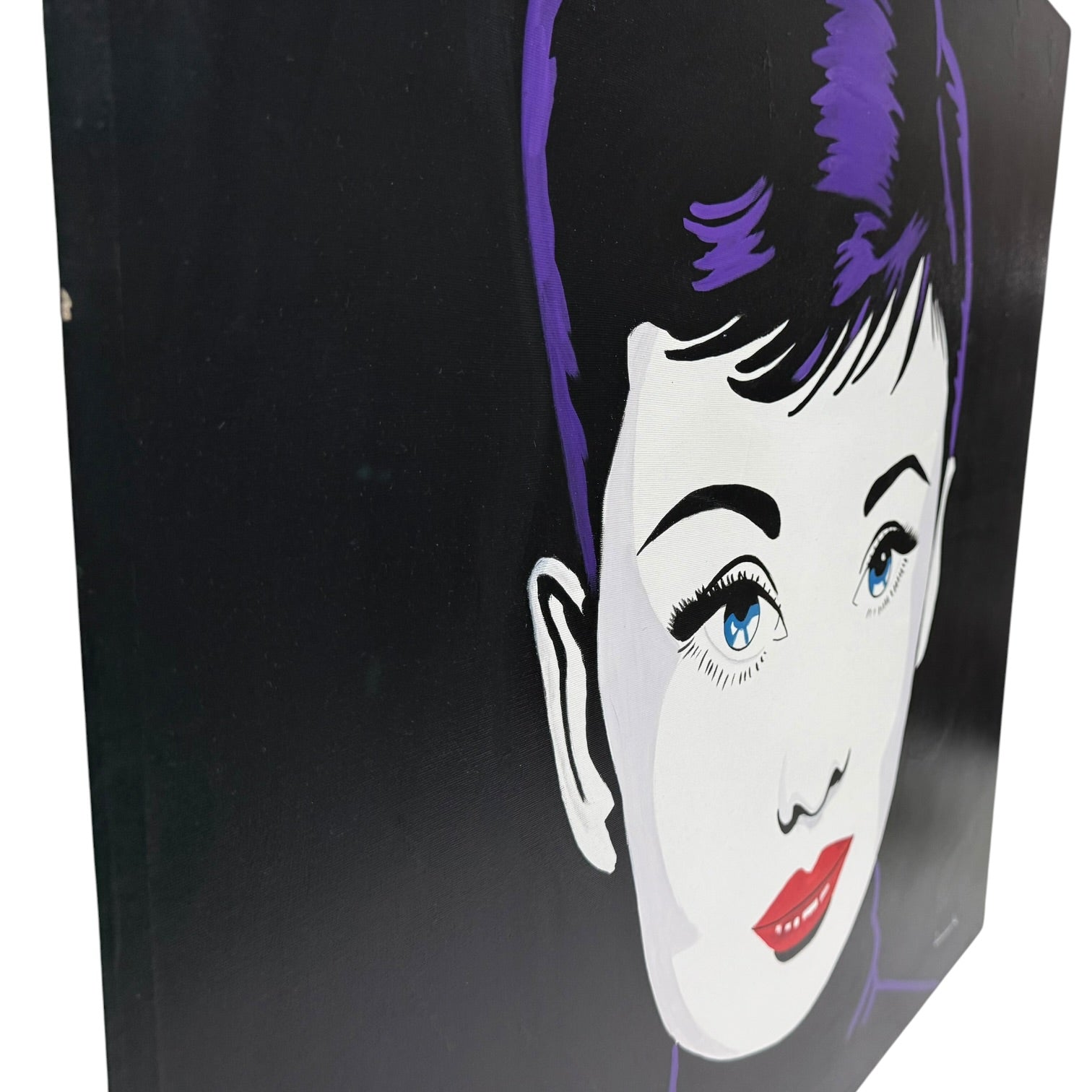 Pareja de pinturas Art Pop de Marilyn Monroe y Audrey Hepburn firmados por Amanache