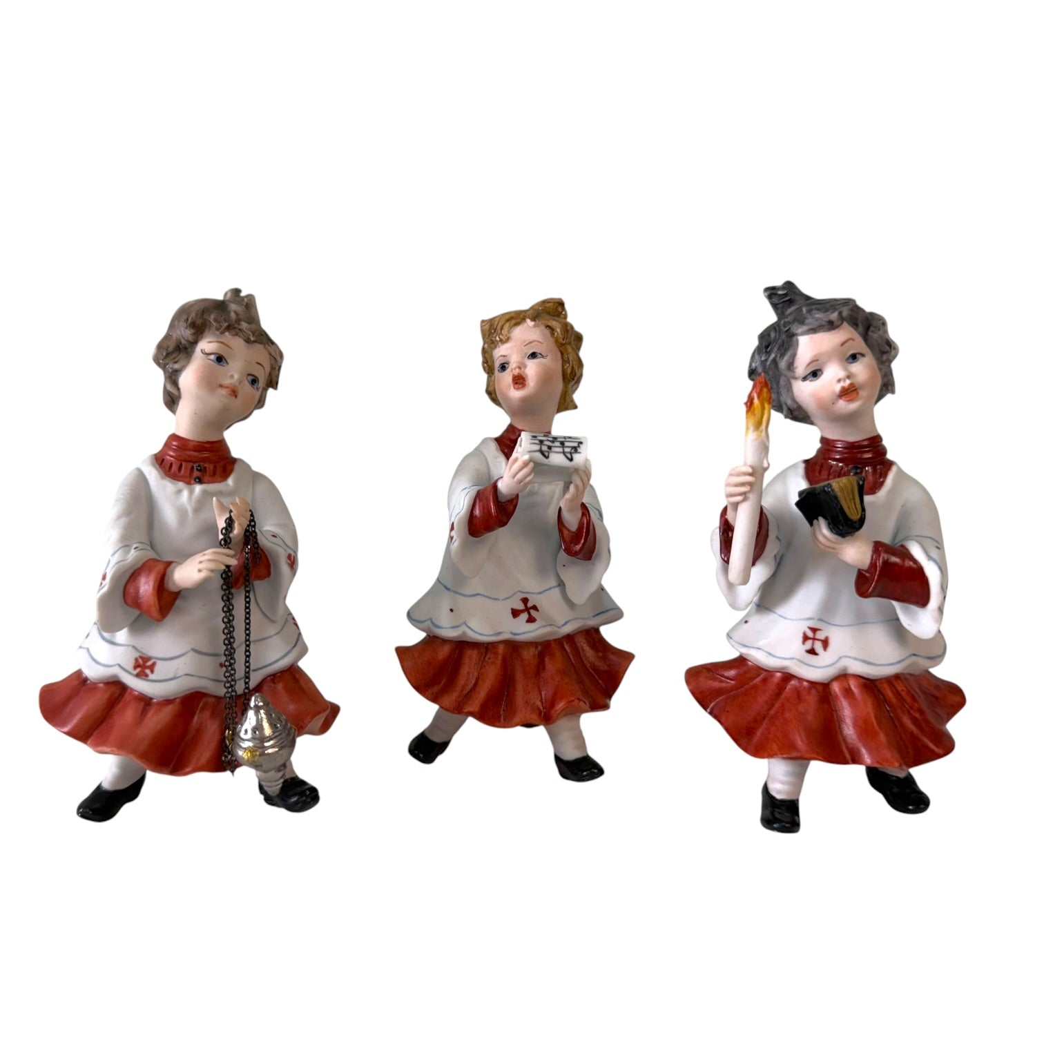 Vintage italienisches Capodimonte Porzellan Ministranten-Set