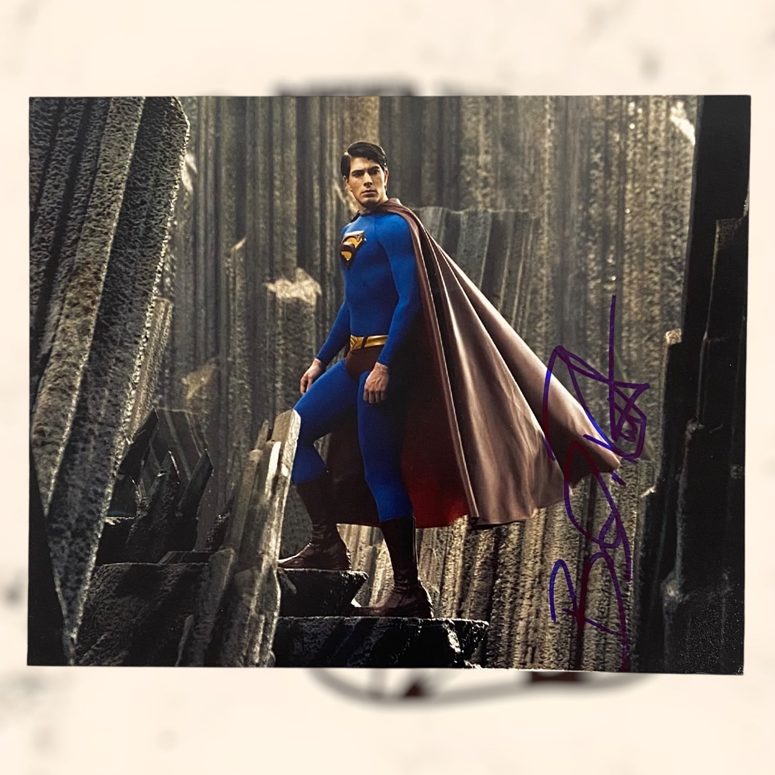 Fotografía de Superman con autógrafo de Brandon Routh original certificado