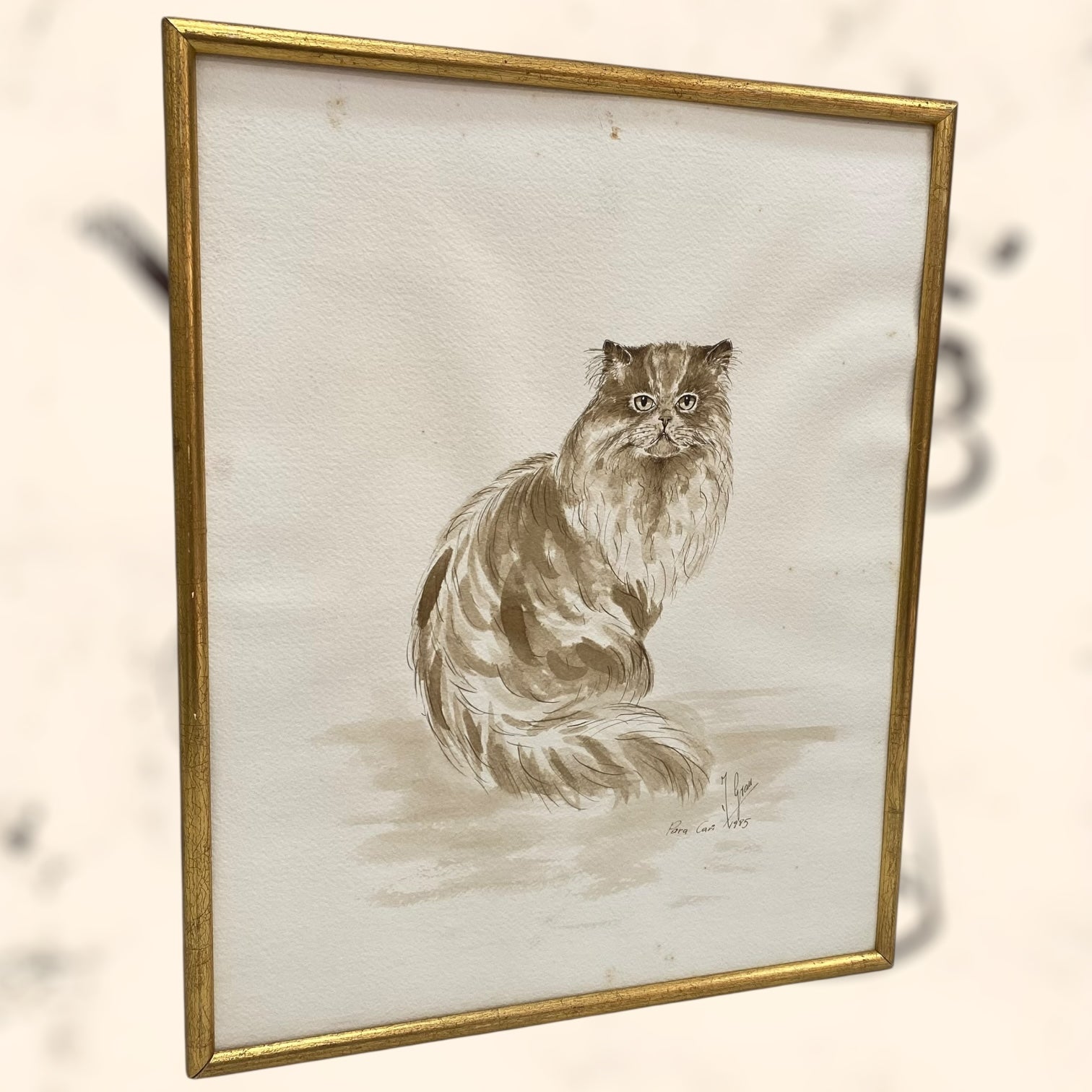 Acuarela de Joan Grau i Mas firmada y dedicada