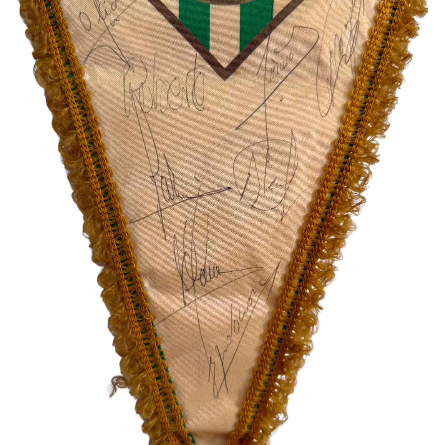 Banderín del R. Betis de 1997/98 firmado por Prats, Olías, Ríos, Sabas, etc…