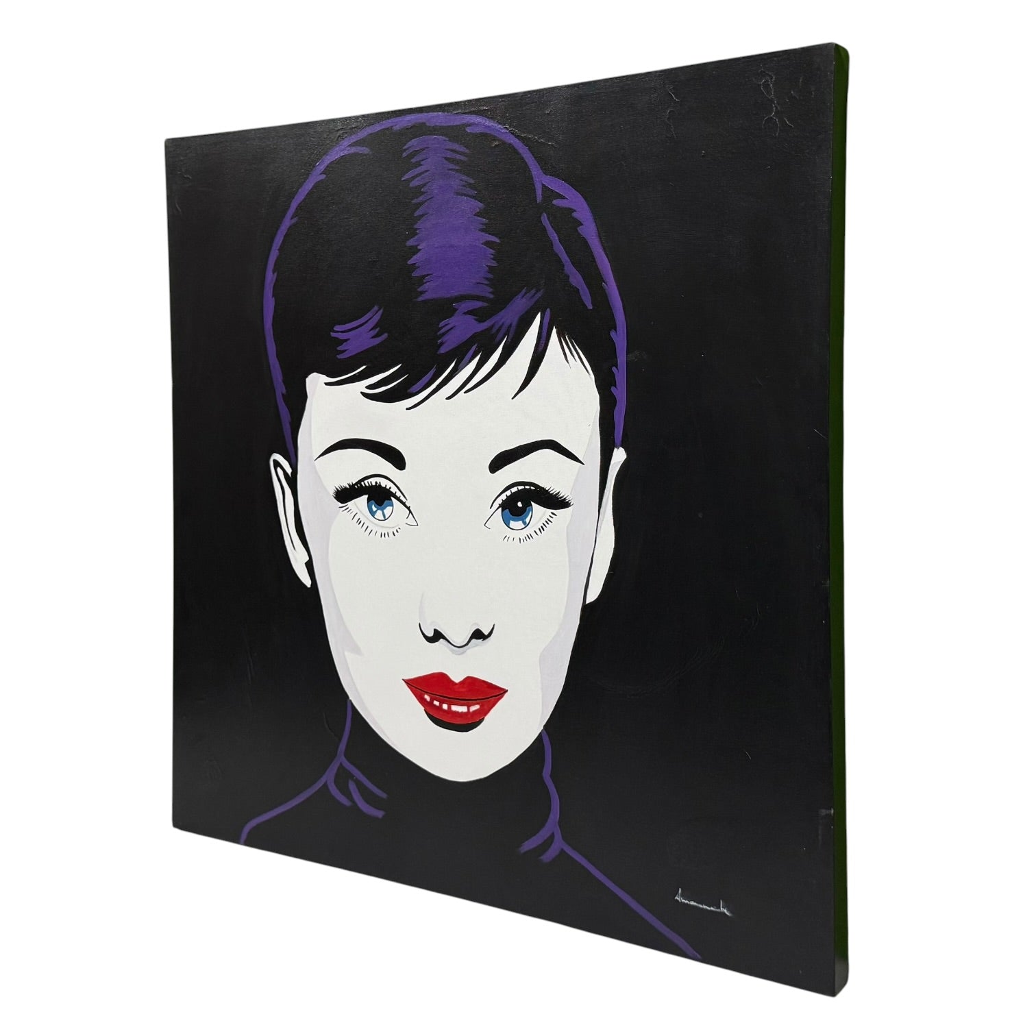 Pareja de pinturas Art Pop de Marilyn Monroe y Audrey Hepburn firmados por Amanache