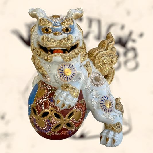 Dragón Foo de Feng Shui de cerámica Japonesa Kutani