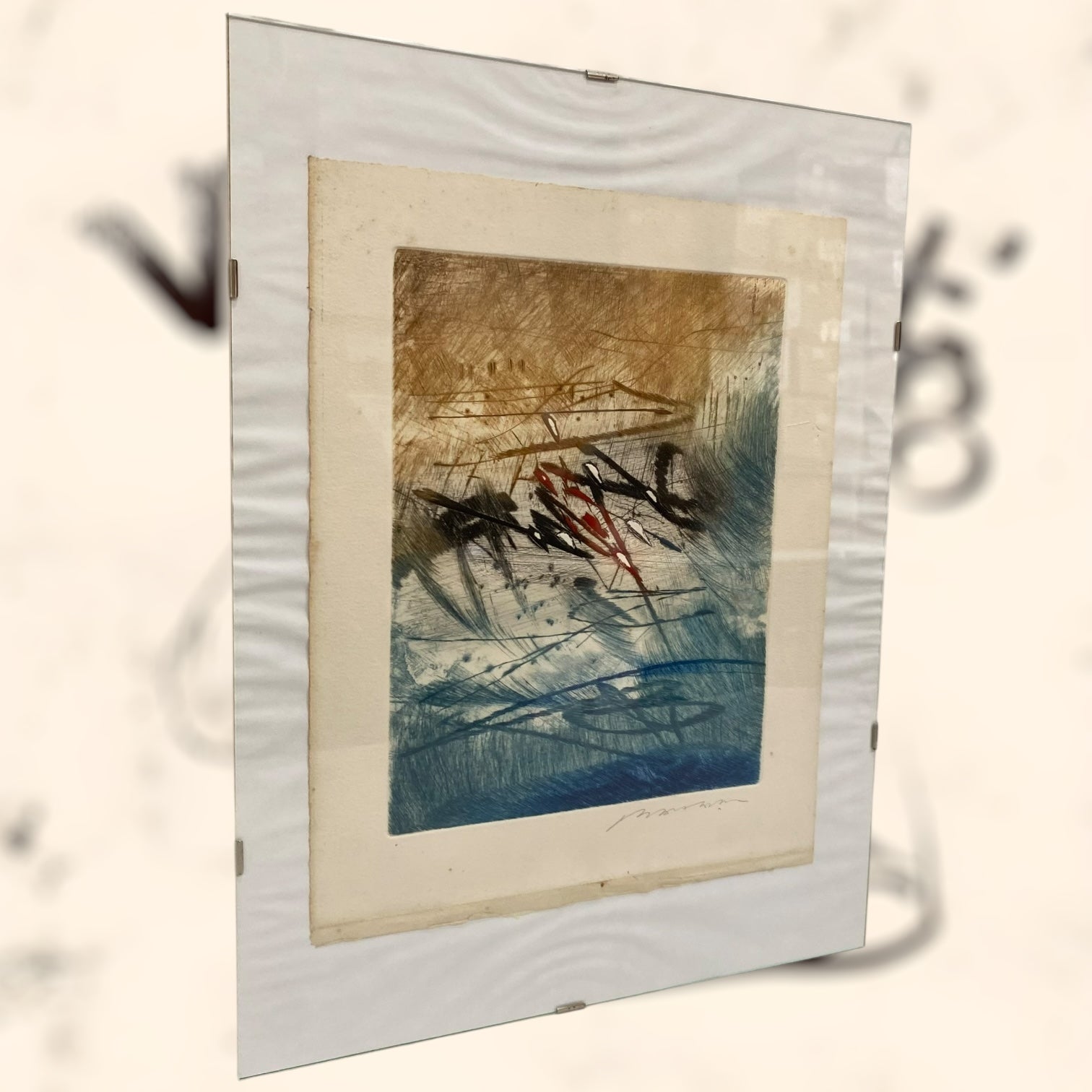 Grabado abstracto de Hervé Lambion (Julius Baltazar) firmado a lápiz