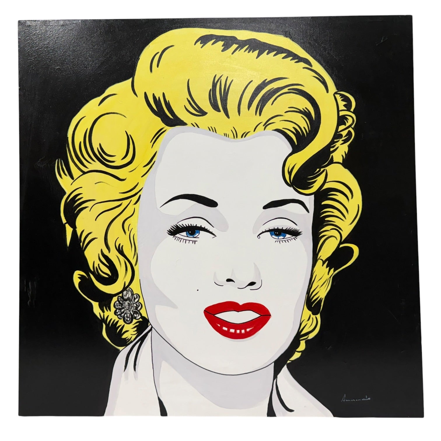 Pareja de pinturas Art Pop de Marilyn Monroe y Audrey Hepburn firmados por Amanache
