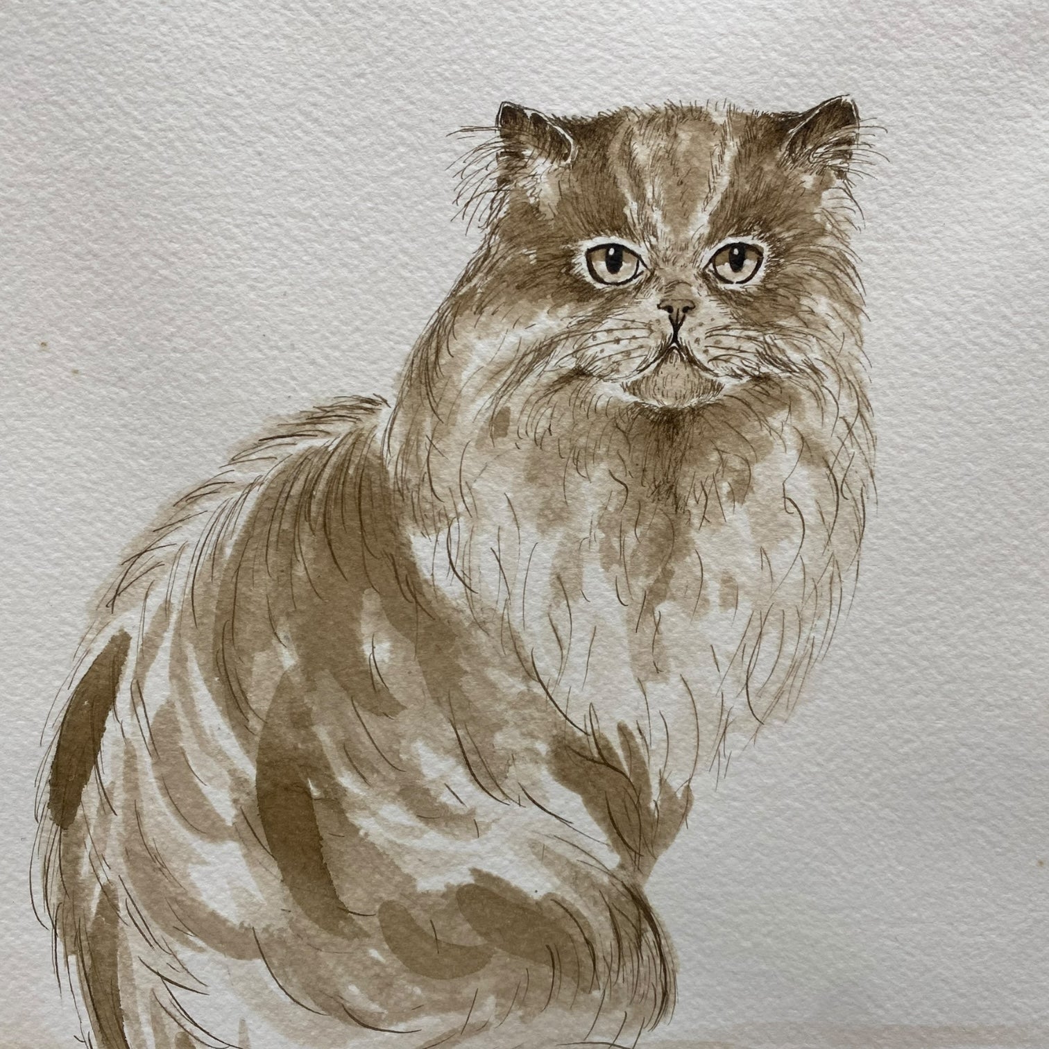 Acuarela de Joan Grau i Mas firmada y dedicada