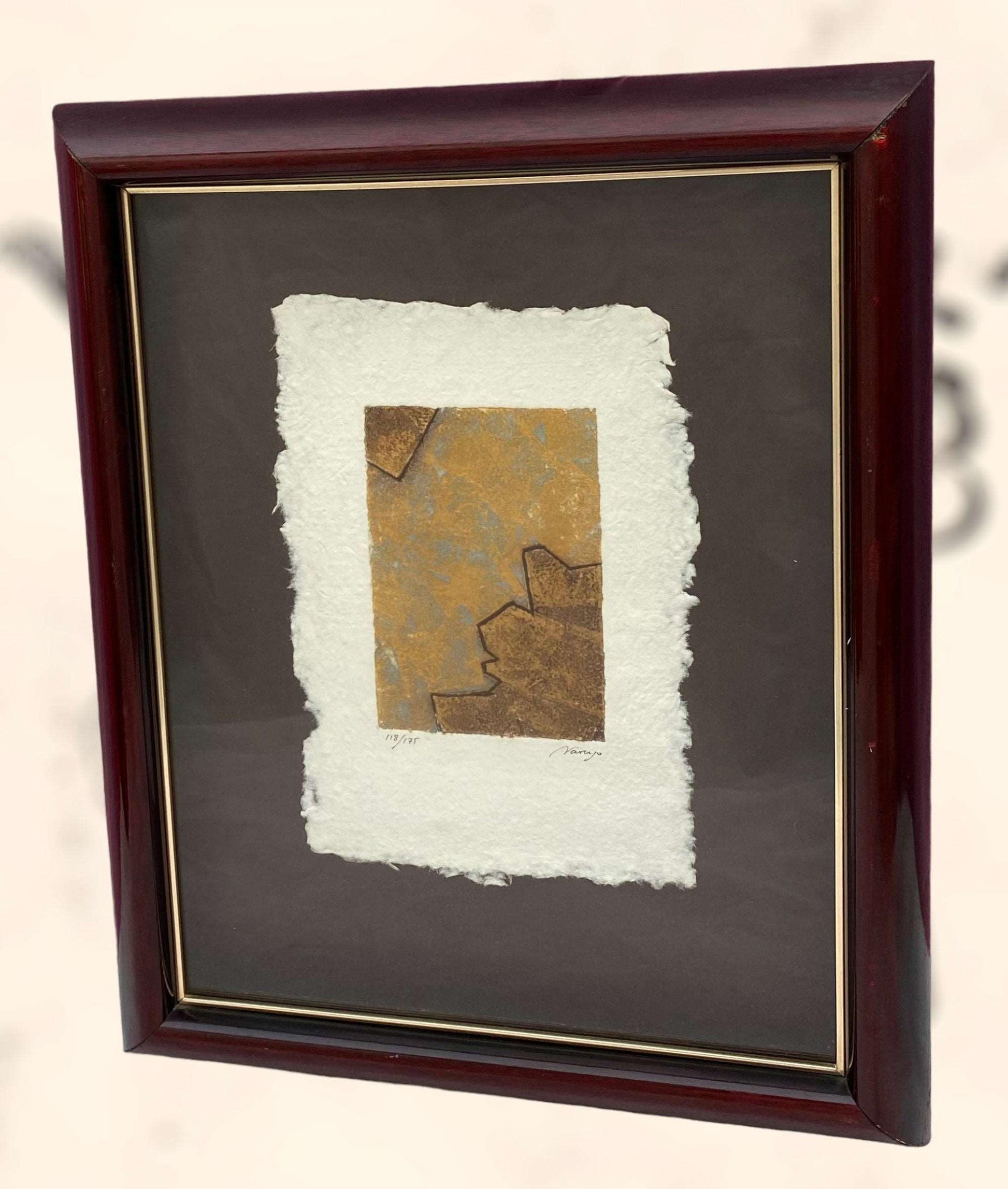Grabado de arte abstracto de Eduardo Naranjo firmado y numerado a lápiz