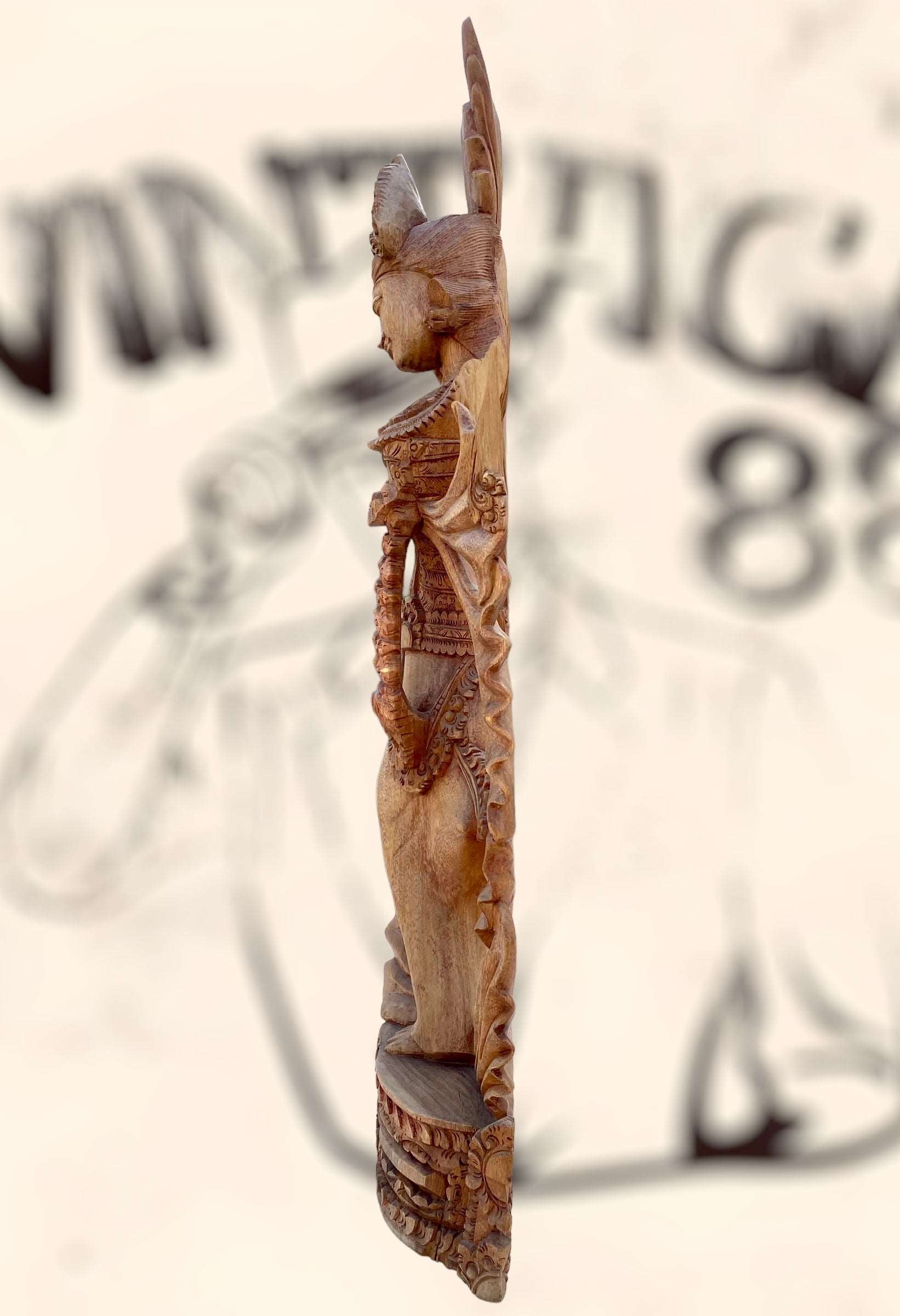 Gran escultura Diosa Bailarina Balinesa Djanger de madera antigua