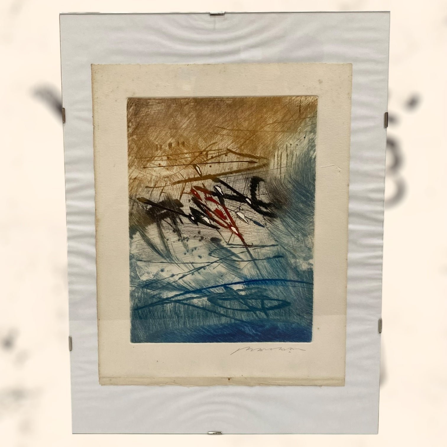 Grabado abstracto de Hervé Lambion (Julius Baltazar) firmado a lápiz