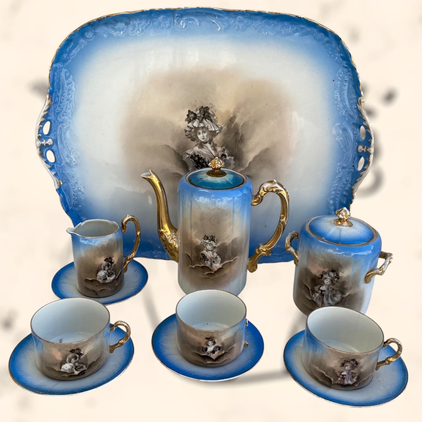 Juego de Té de porcelana Limoges (Albert Pillivuyt) S. XIX