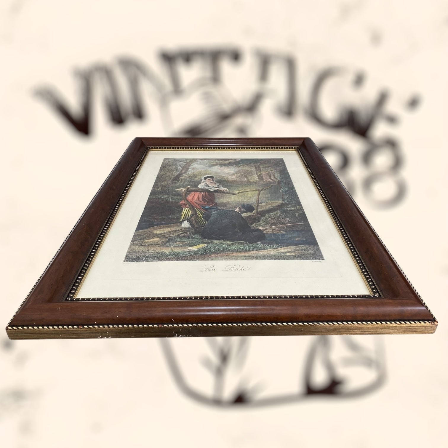 Grabado de la obra La Pêche de Edmond Rudaux