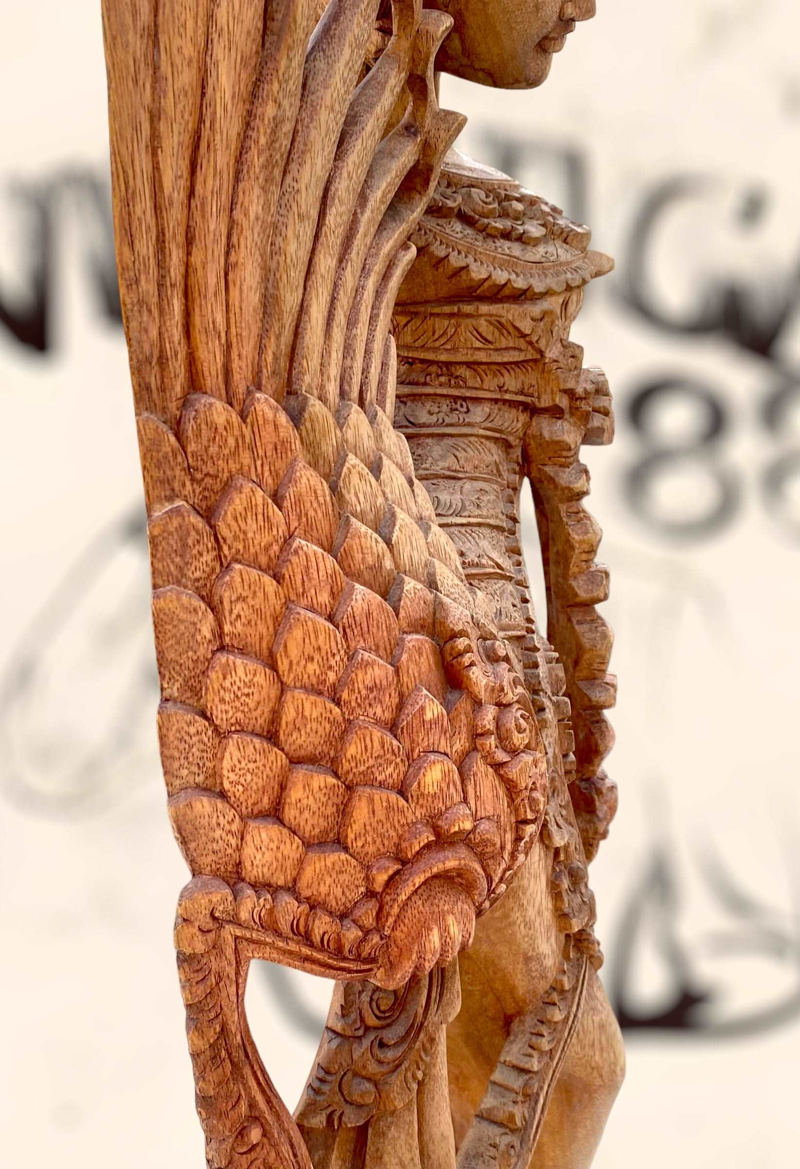 Gran escultura Diosa Bailarina Balinesa Djanger de madera antigua